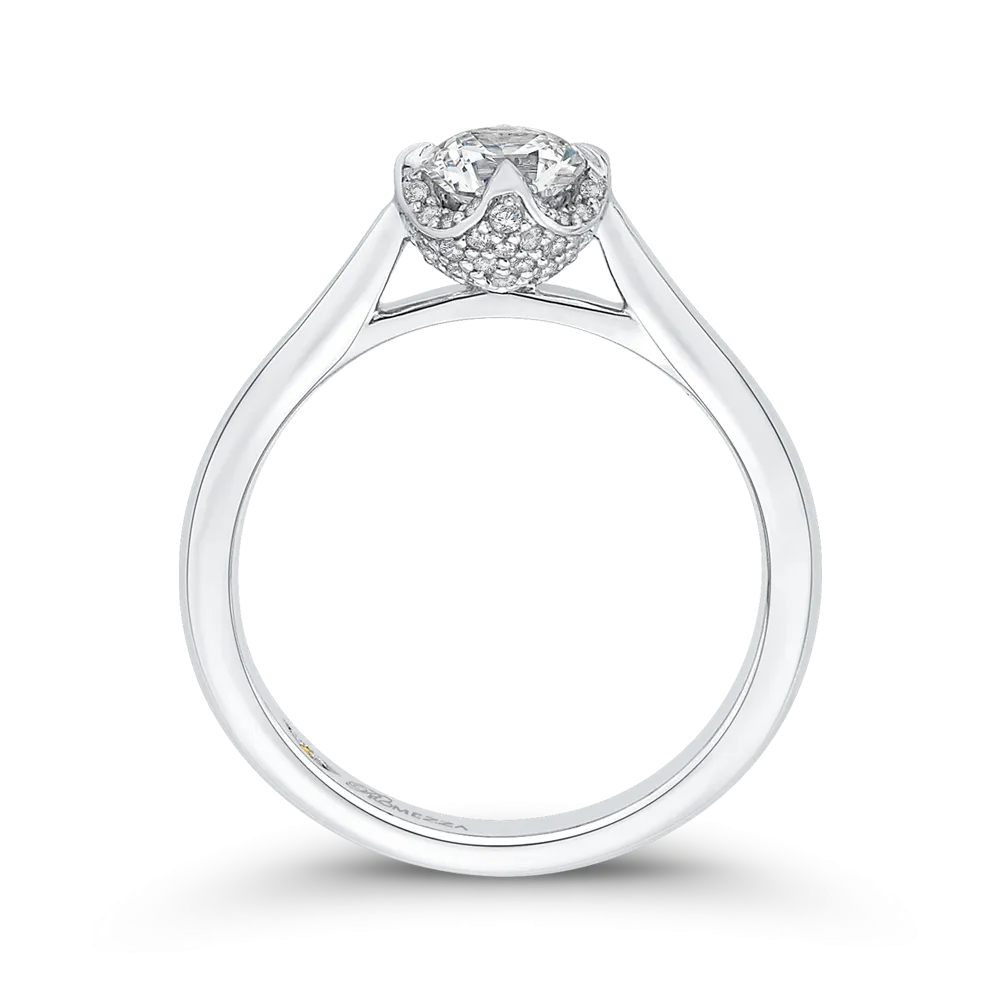 14K White Gold Round Cut Diamond Engagement Ring