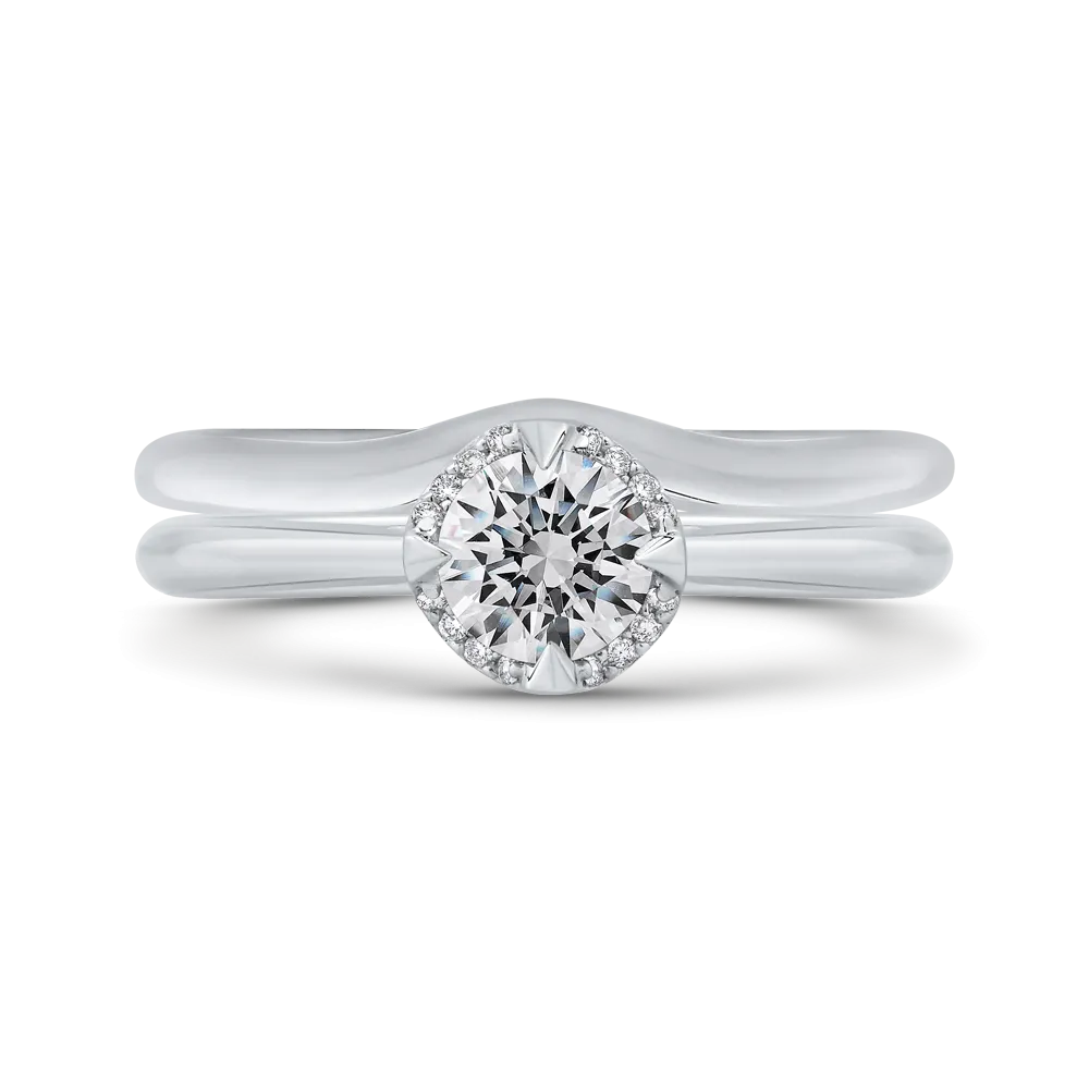 14K White Gold Round Cut Diamond Engagement Ring