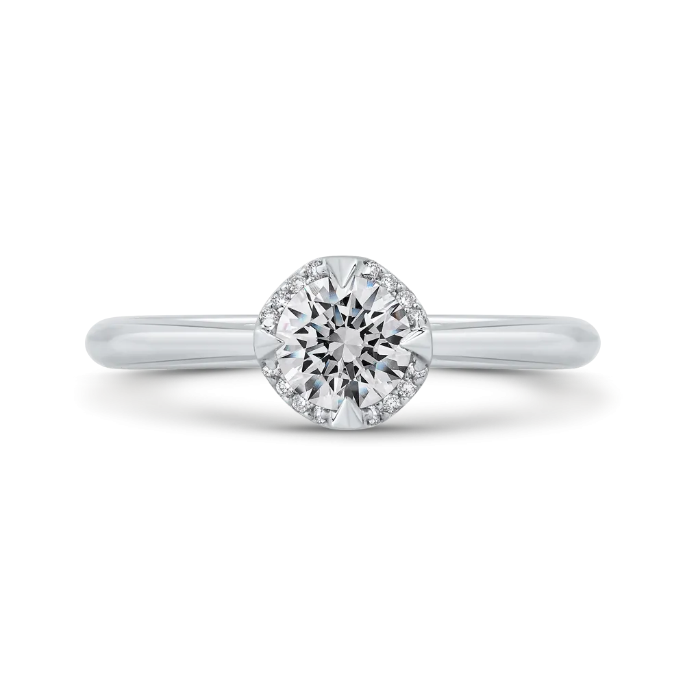 14K White Gold Round Cut Diamond Engagement Ring