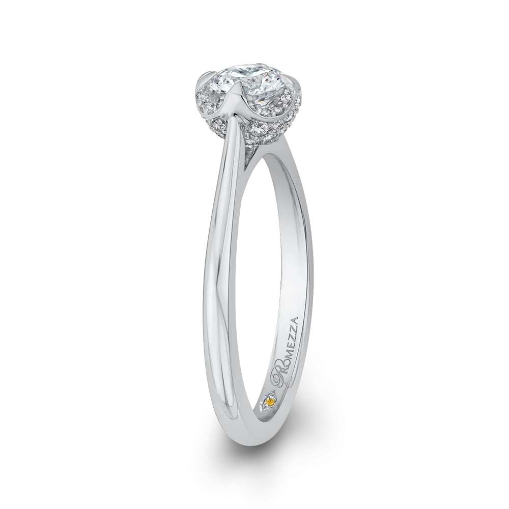 14K White Gold Round Cut Diamond Engagement Ring