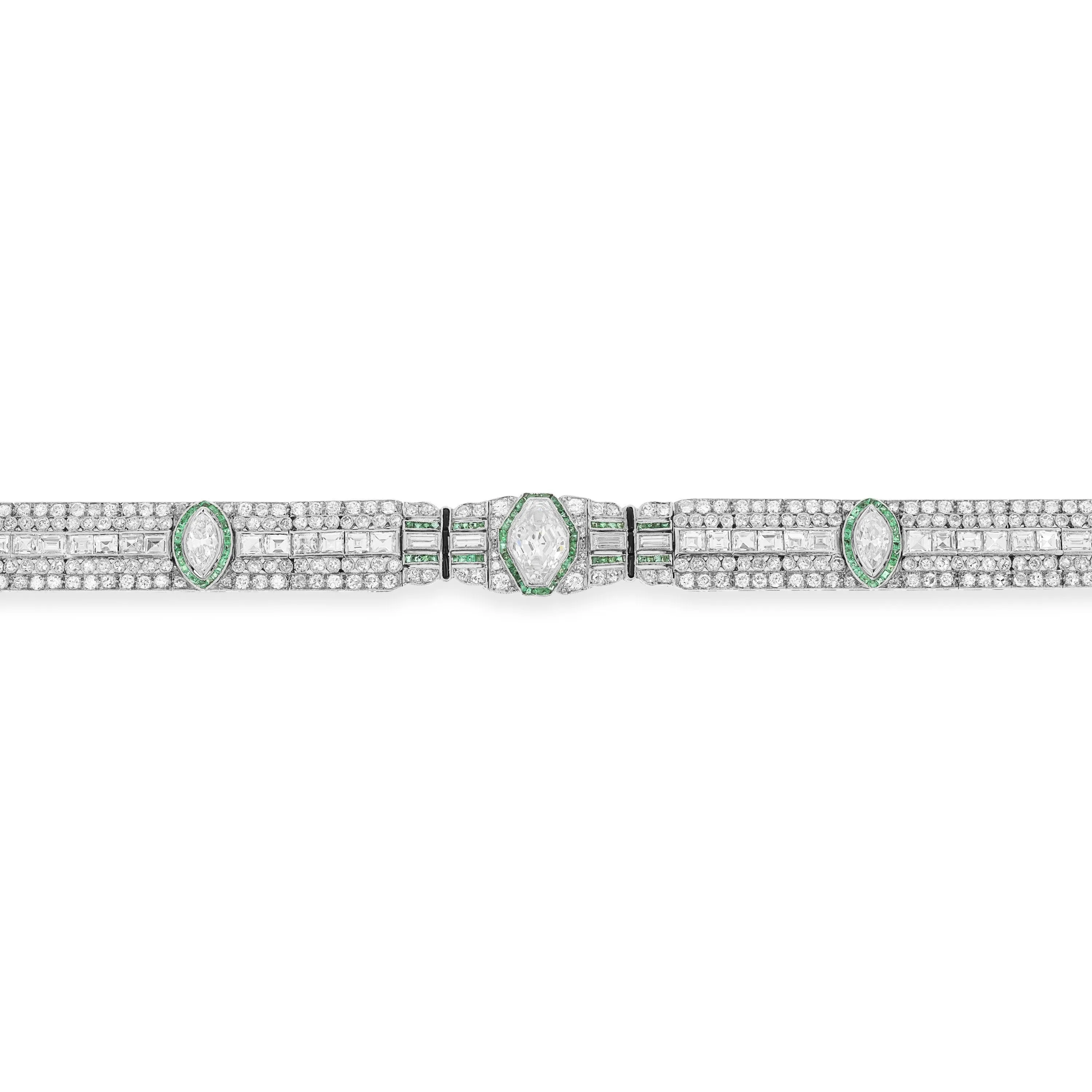 16.00 Carat Antique Art Deco Platinum J.E. Caldwell Diamond Bracelet