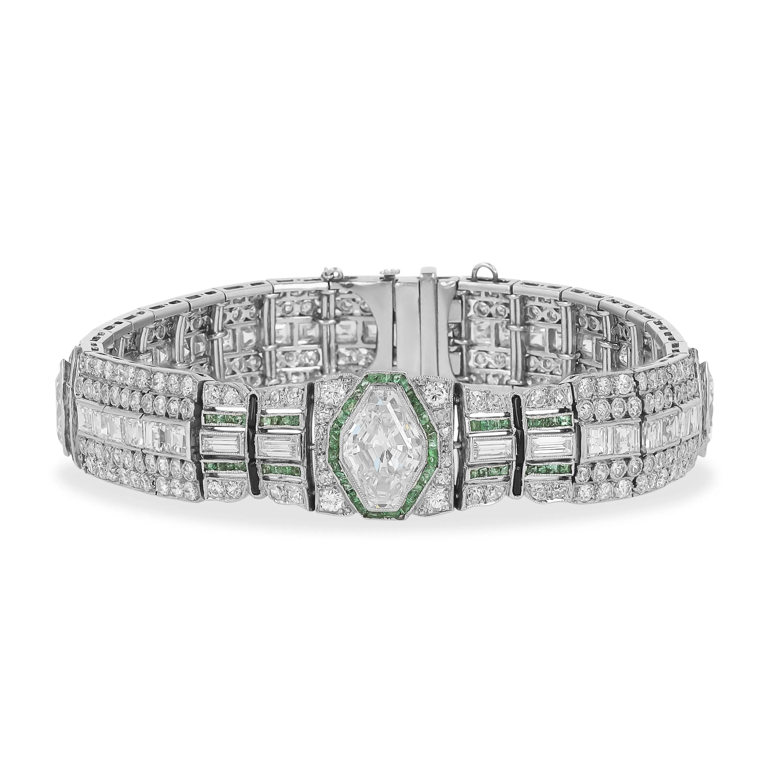 16.00 Carat Antique Art Deco Platinum J.E. Caldwell Diamond Bracelet