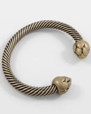 Acanthus Leaf Metal Burnished Gold Cuff Bracelet
