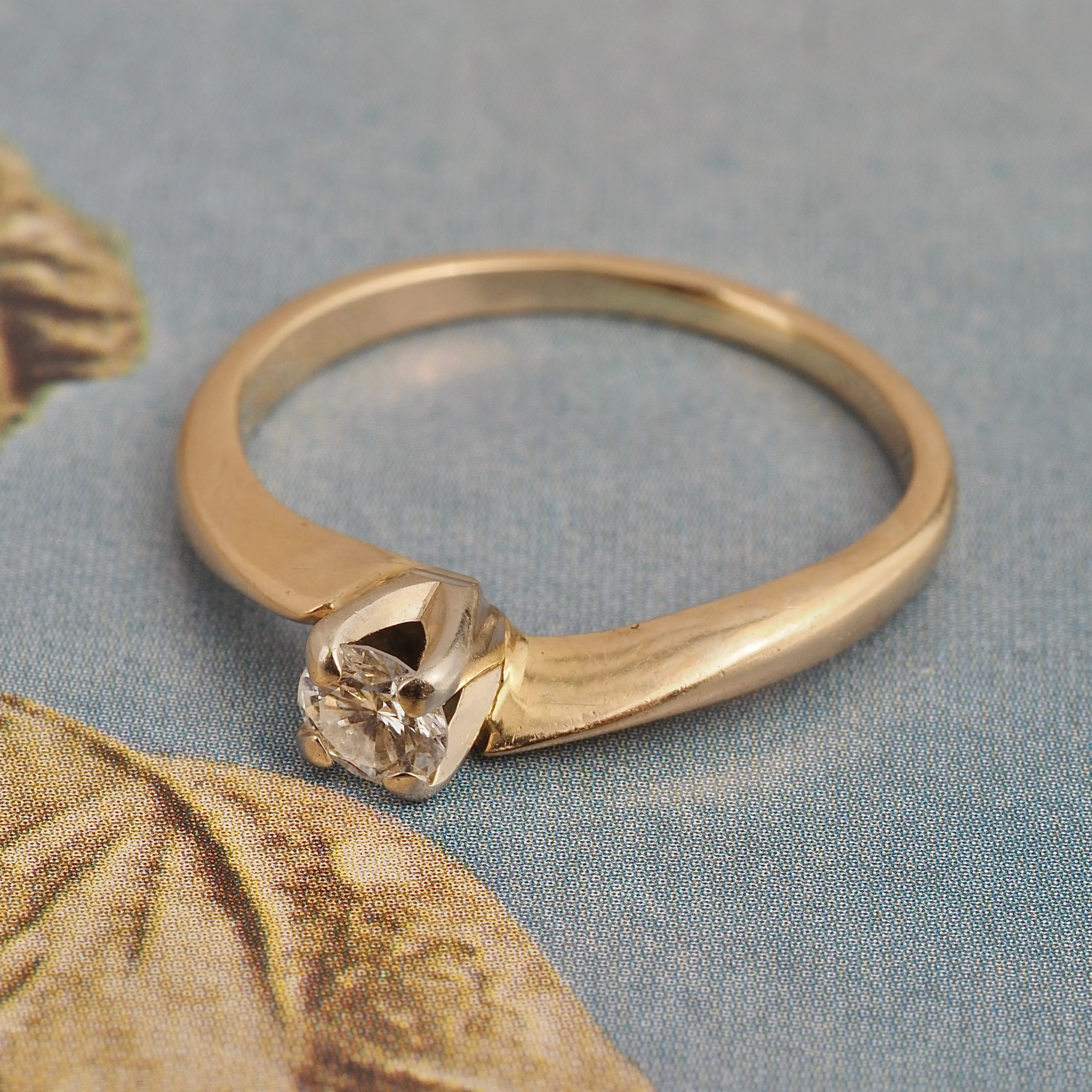 Antique Early Modern Brilliant Diamond 14k Gold Ring