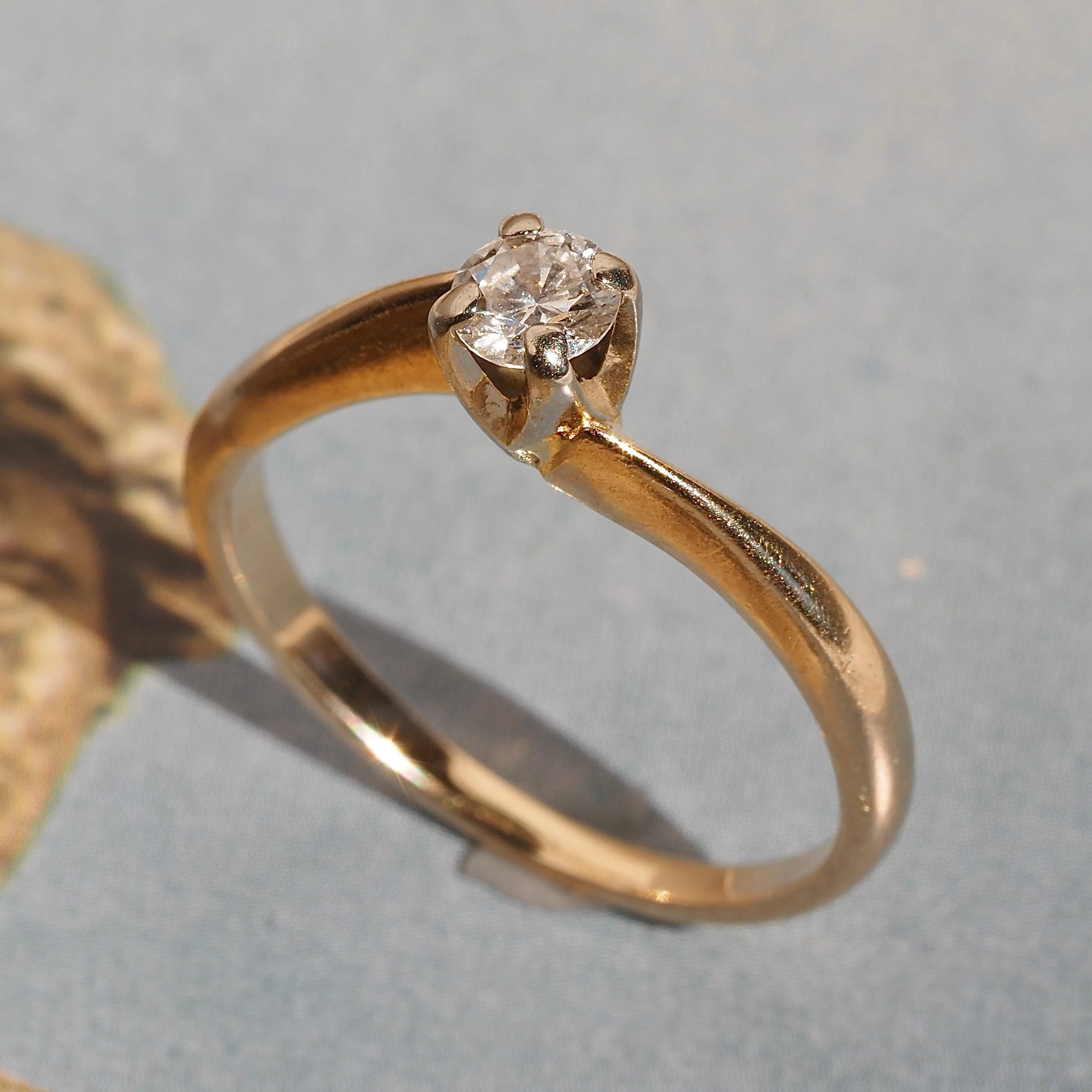 Antique Early Modern Brilliant Diamond 14k Gold Ring