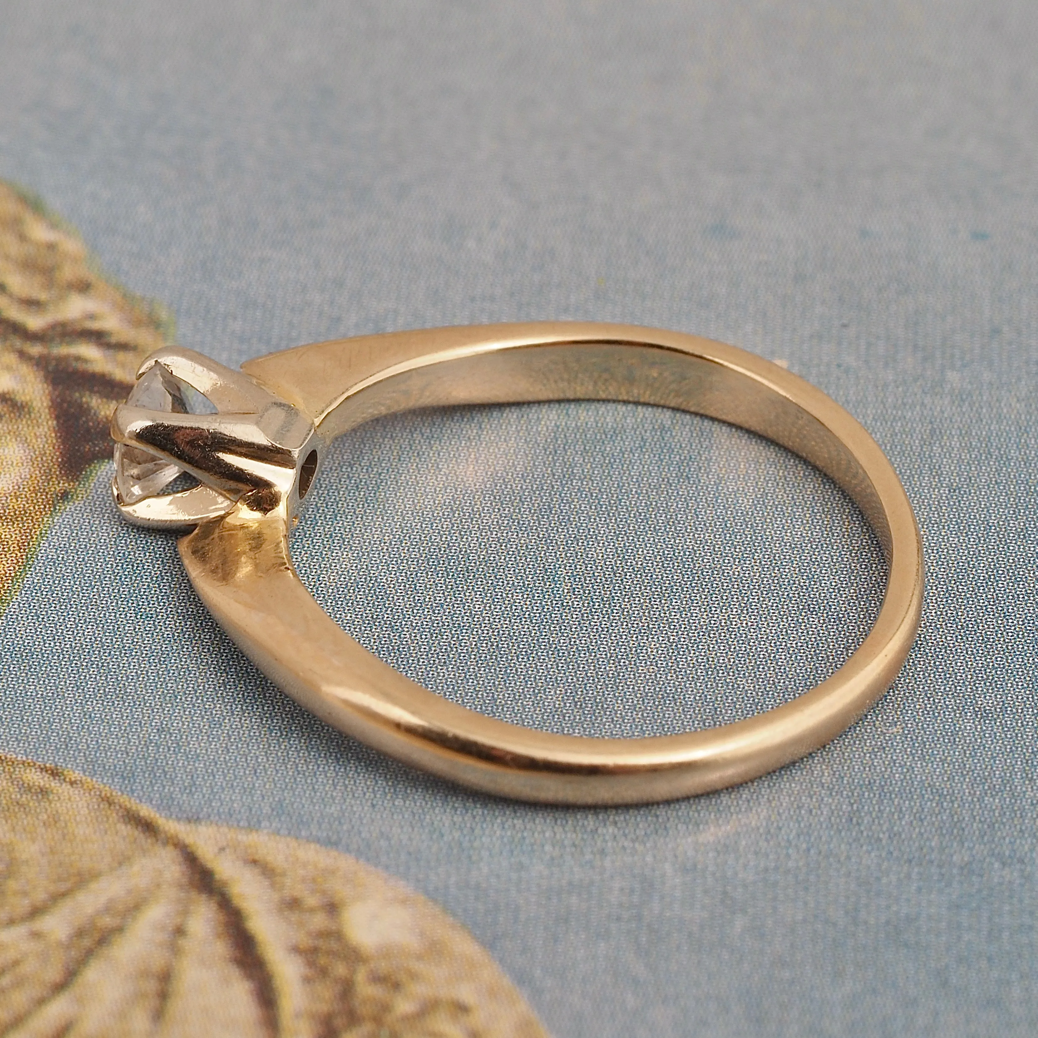 Antique Early Modern Brilliant Diamond 14k Gold Ring