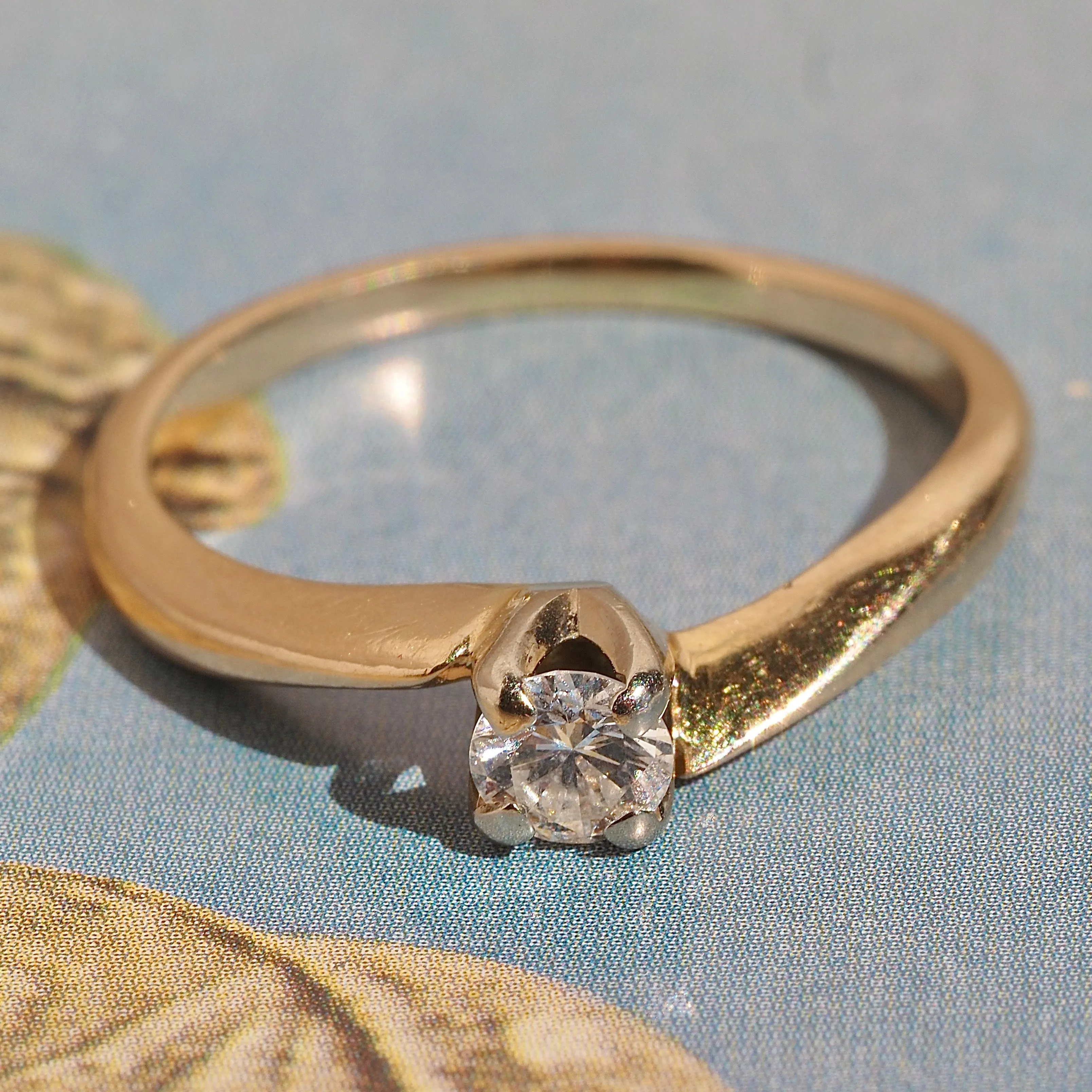Antique Early Modern Brilliant Diamond 14k Gold Ring