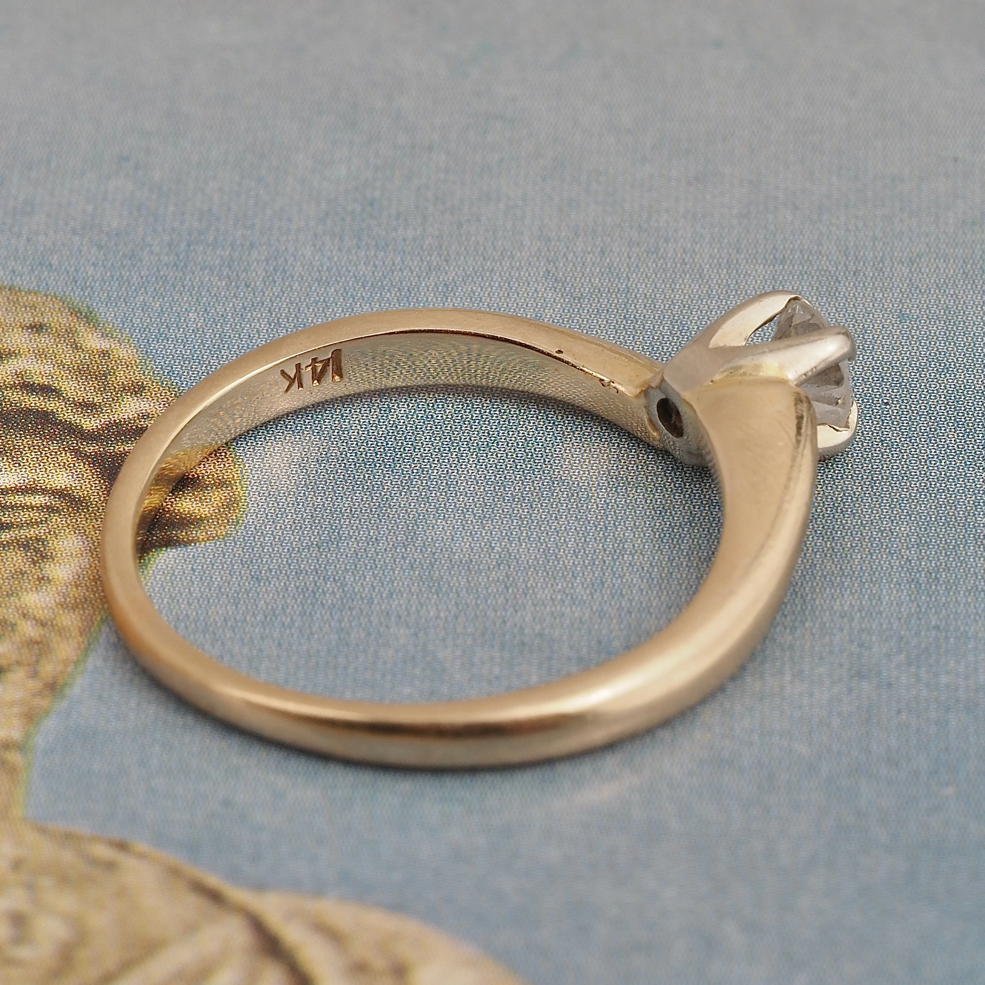 Antique Early Modern Brilliant Diamond 14k Gold Ring