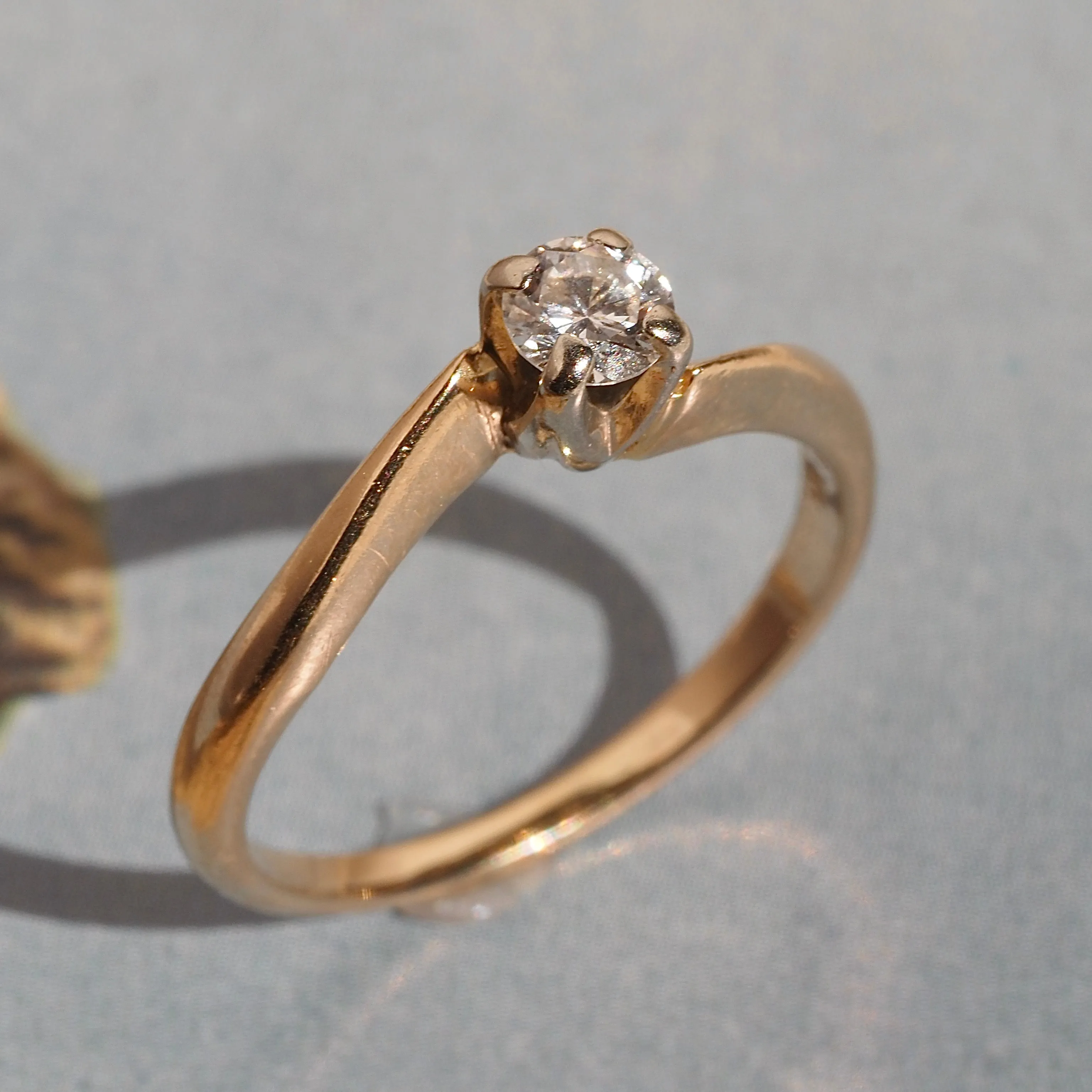Antique Early Modern Brilliant Diamond 14k Gold Ring