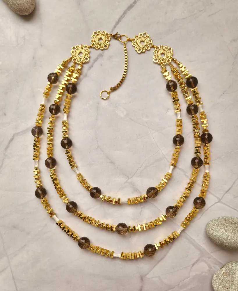 Aplaya Cascading 3-Tier Statement Necklace