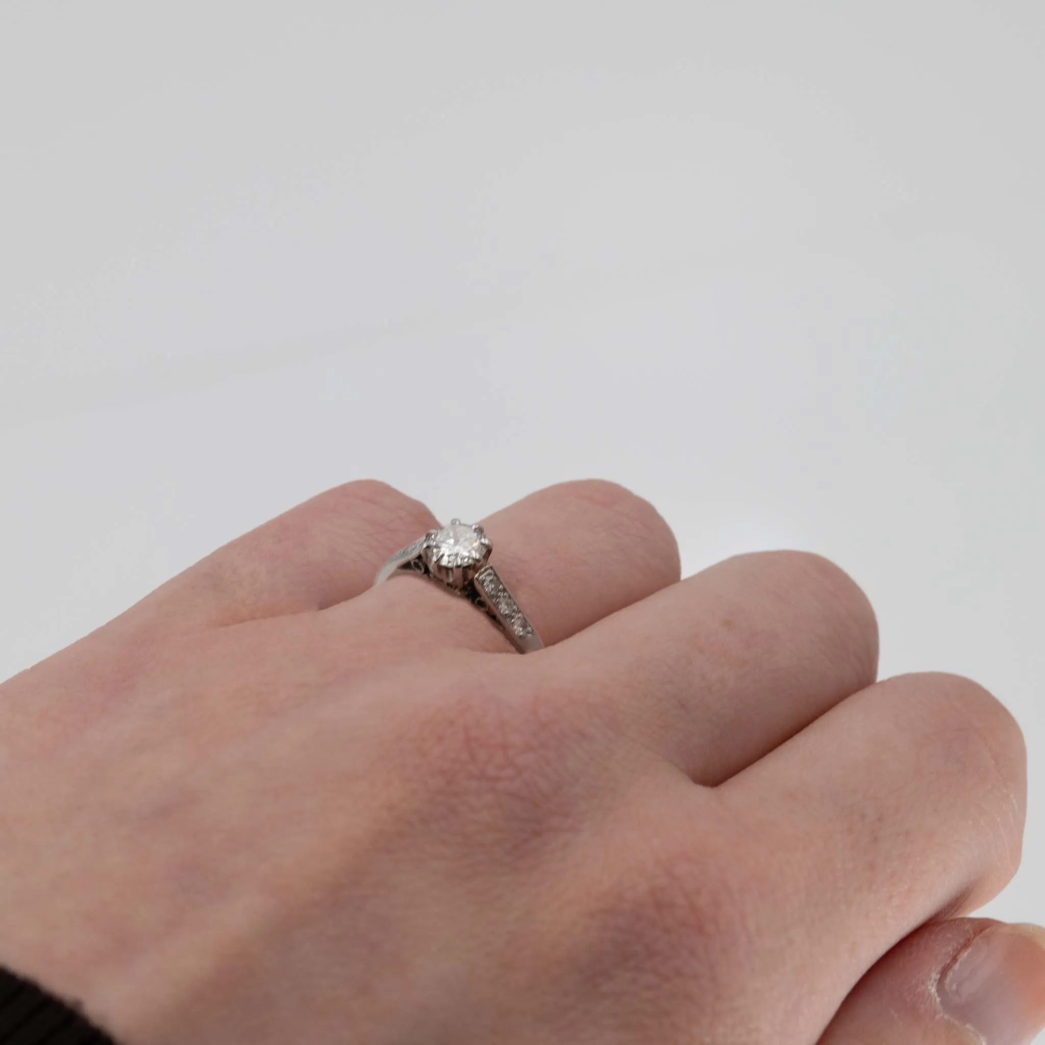 Art Deco Platinum Diamond Solitaire Engagement Ring