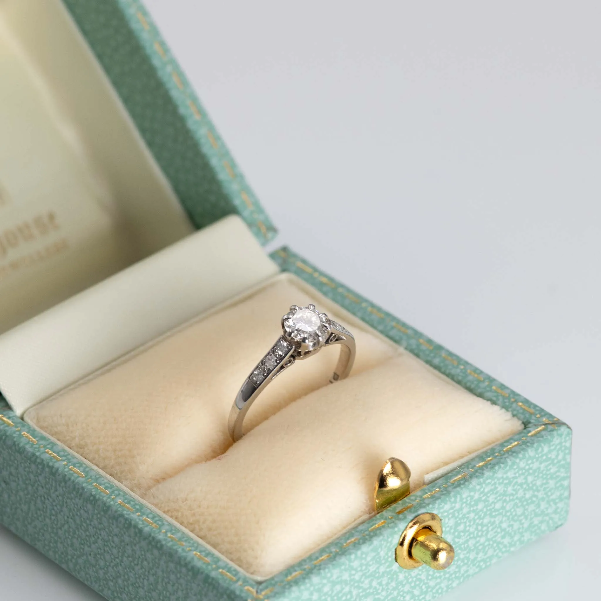 Art Deco Platinum Diamond Solitaire Engagement Ring