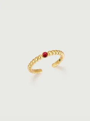 Beaded Red Coral Ring