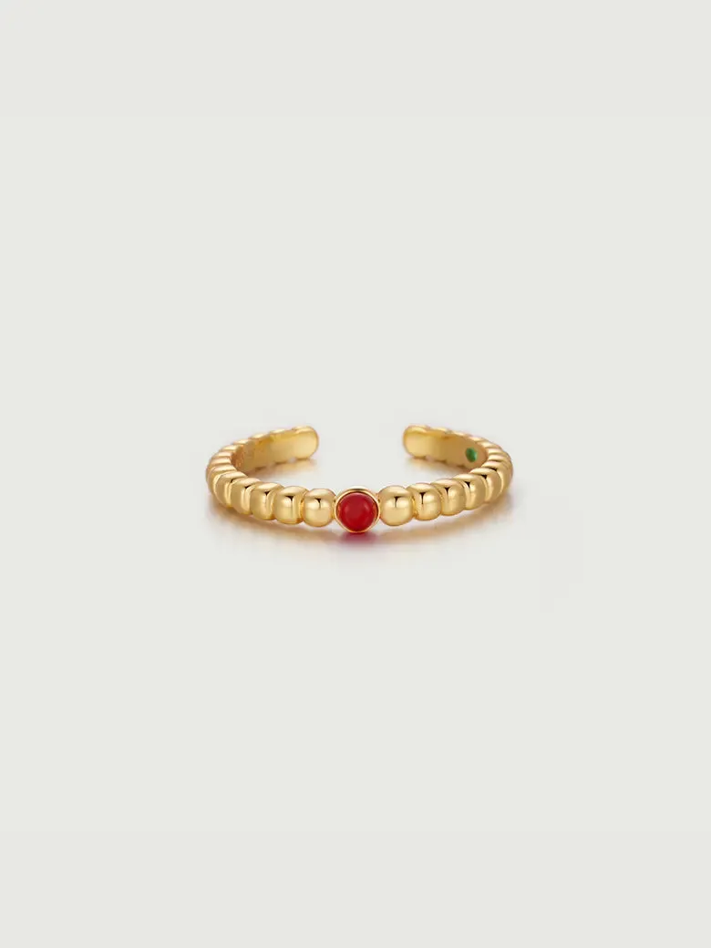 Beaded Red Coral Ring