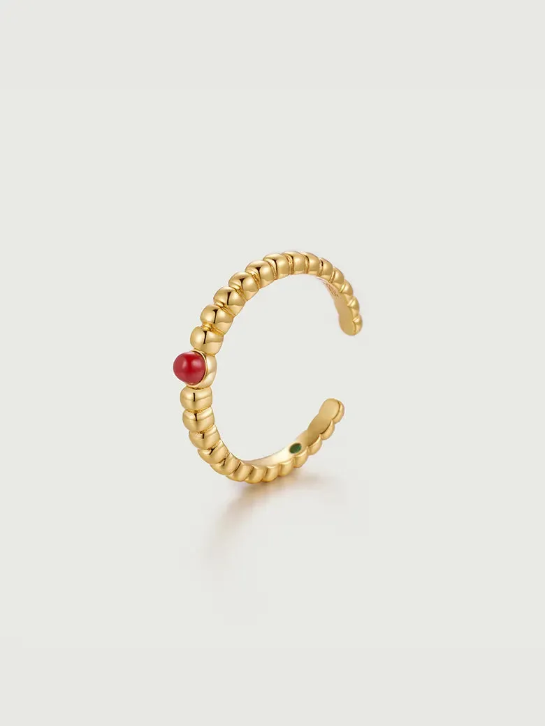 Beaded Red Coral Ring