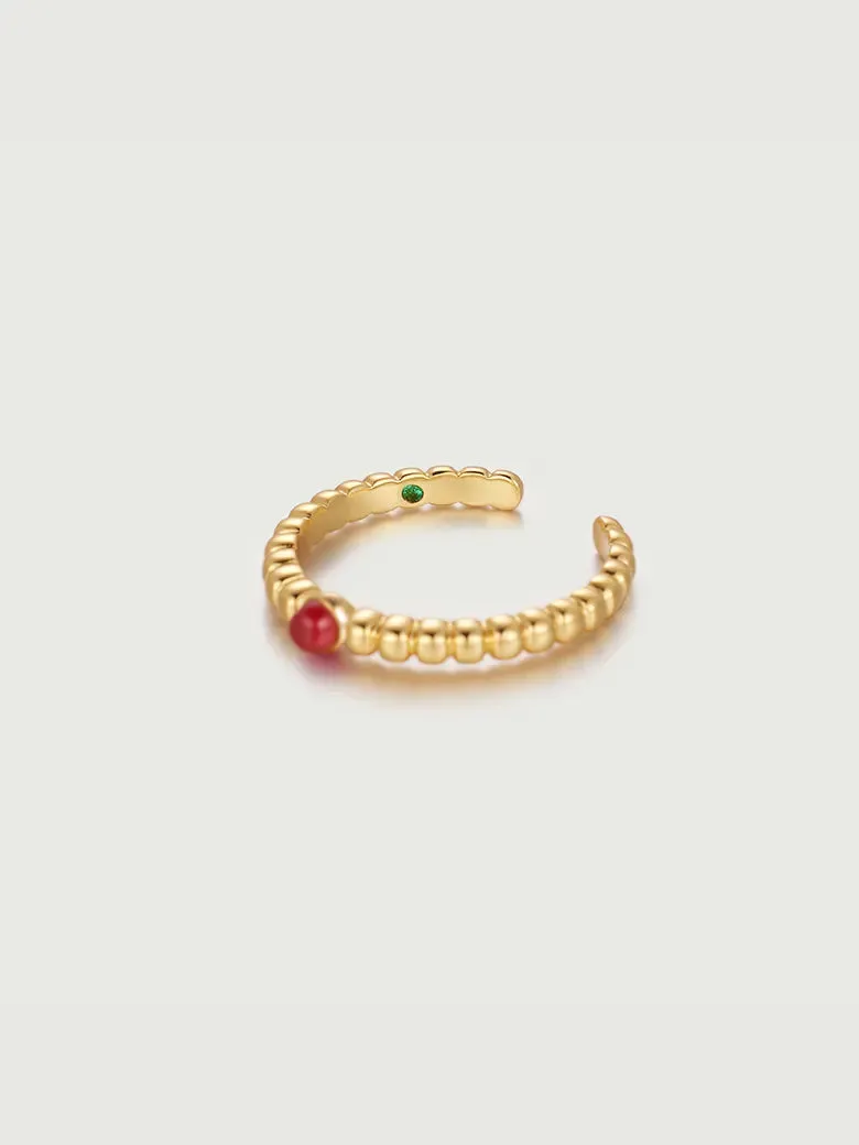 Beaded Red Coral Ring