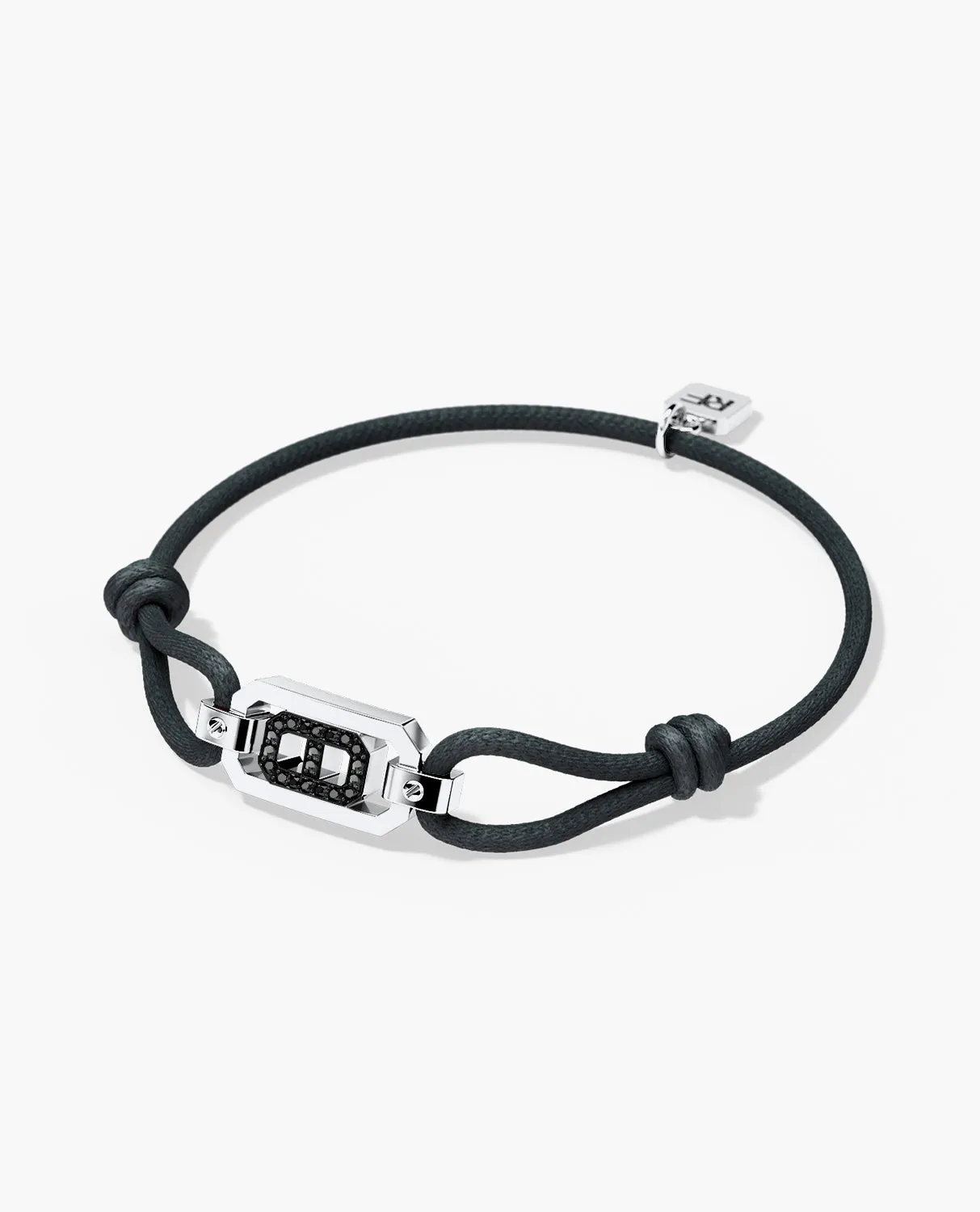 BRIGGS Cord Bracelet with Gold Charm & 0.10ct Black Diamonds