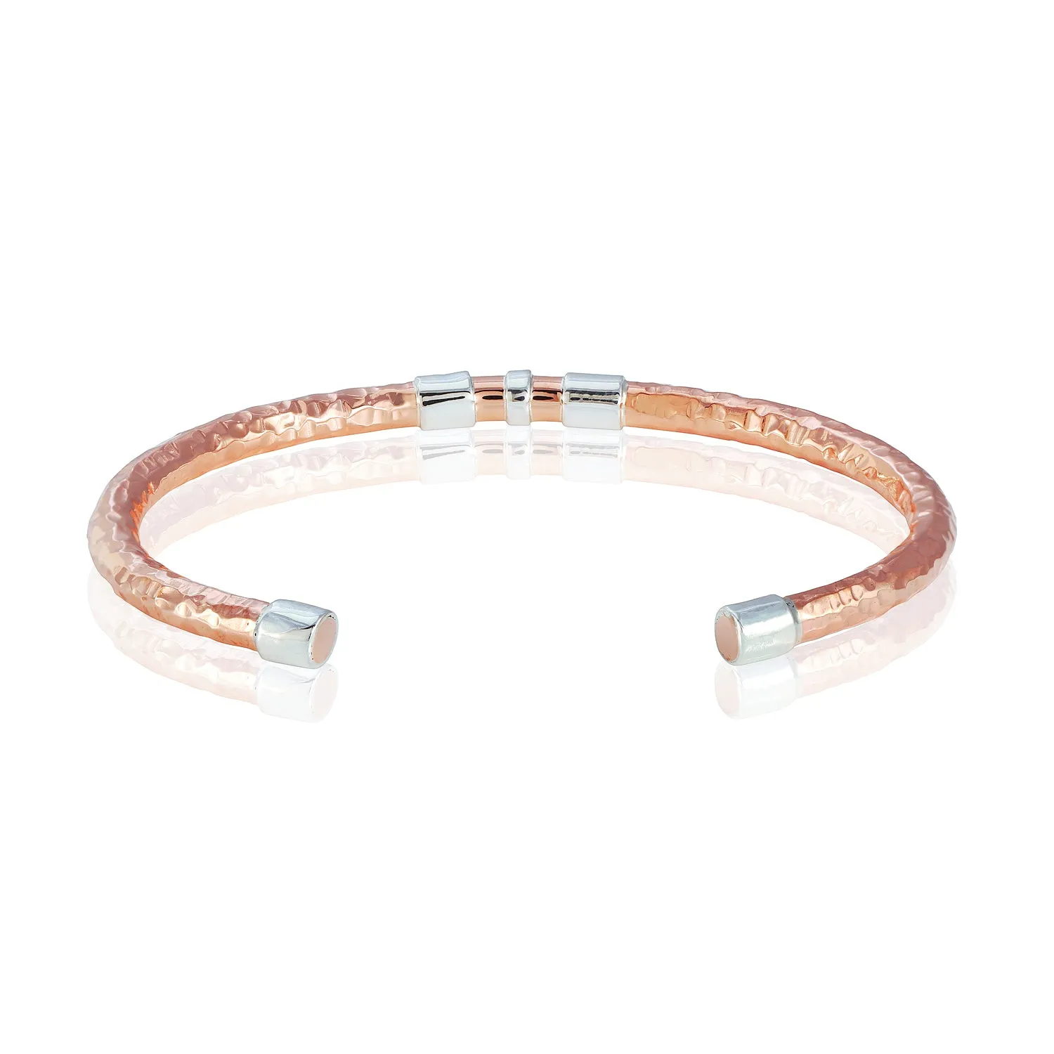 Copper Sterling Silver Round Accent Cuff Bracelet