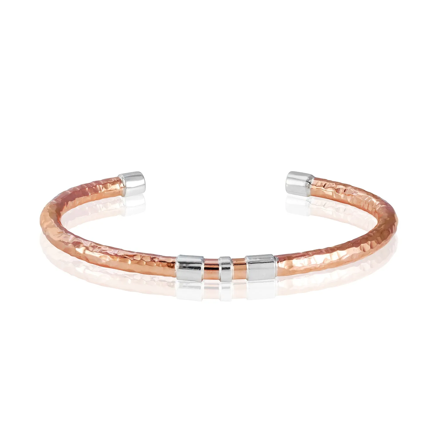 Copper Sterling Silver Round Accent Cuff Bracelet