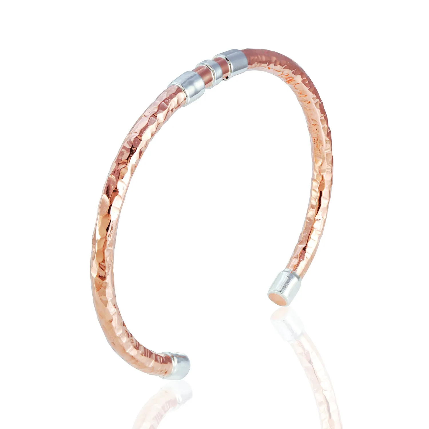 Copper Sterling Silver Round Accent Cuff Bracelet