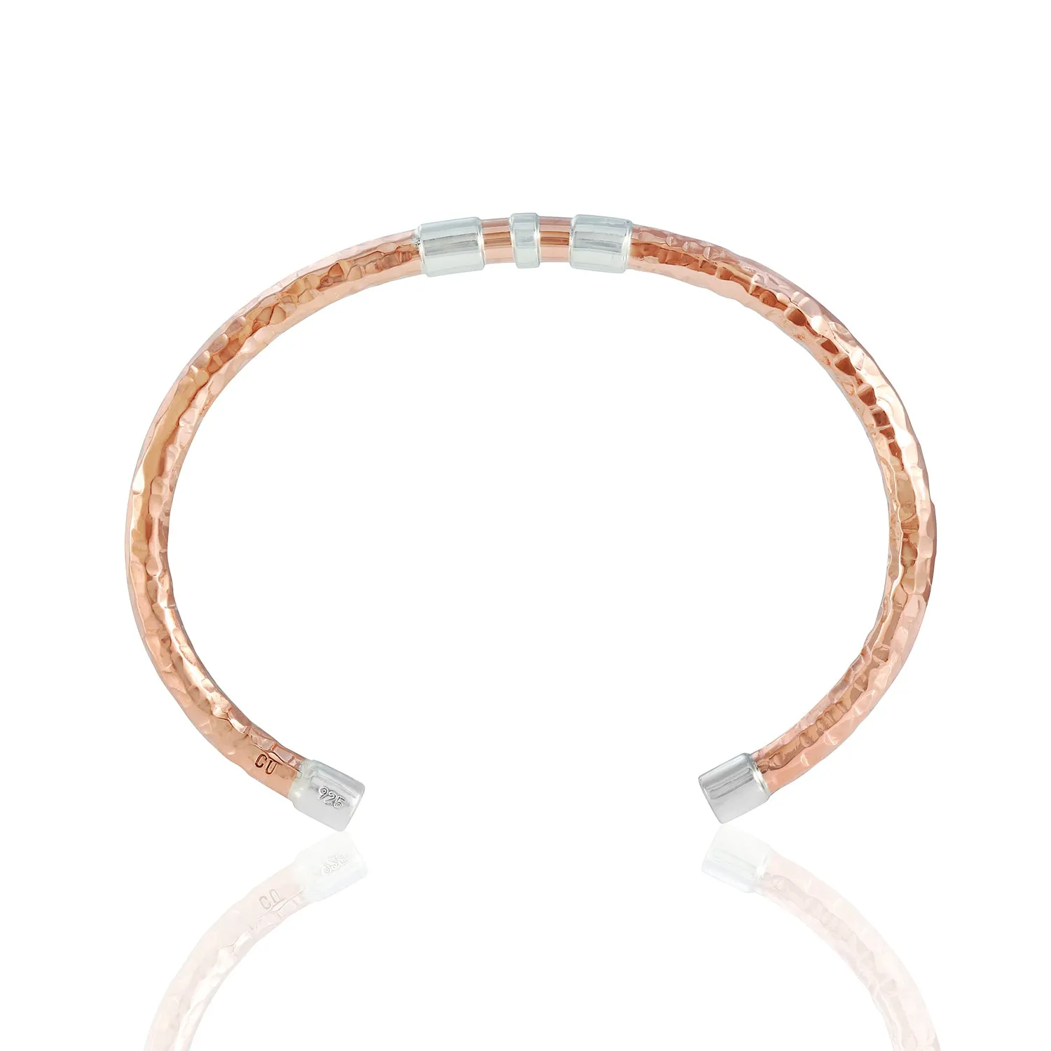 Copper Sterling Silver Round Accent Cuff Bracelet