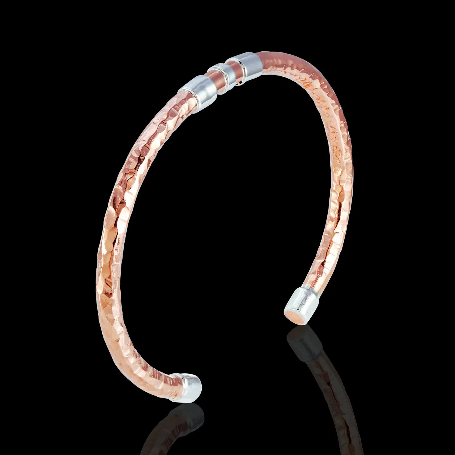 Copper Sterling Silver Round Accent Cuff Bracelet