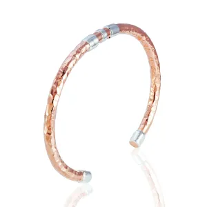 Copper Sterling Silver Round Accent Cuff Bracelet