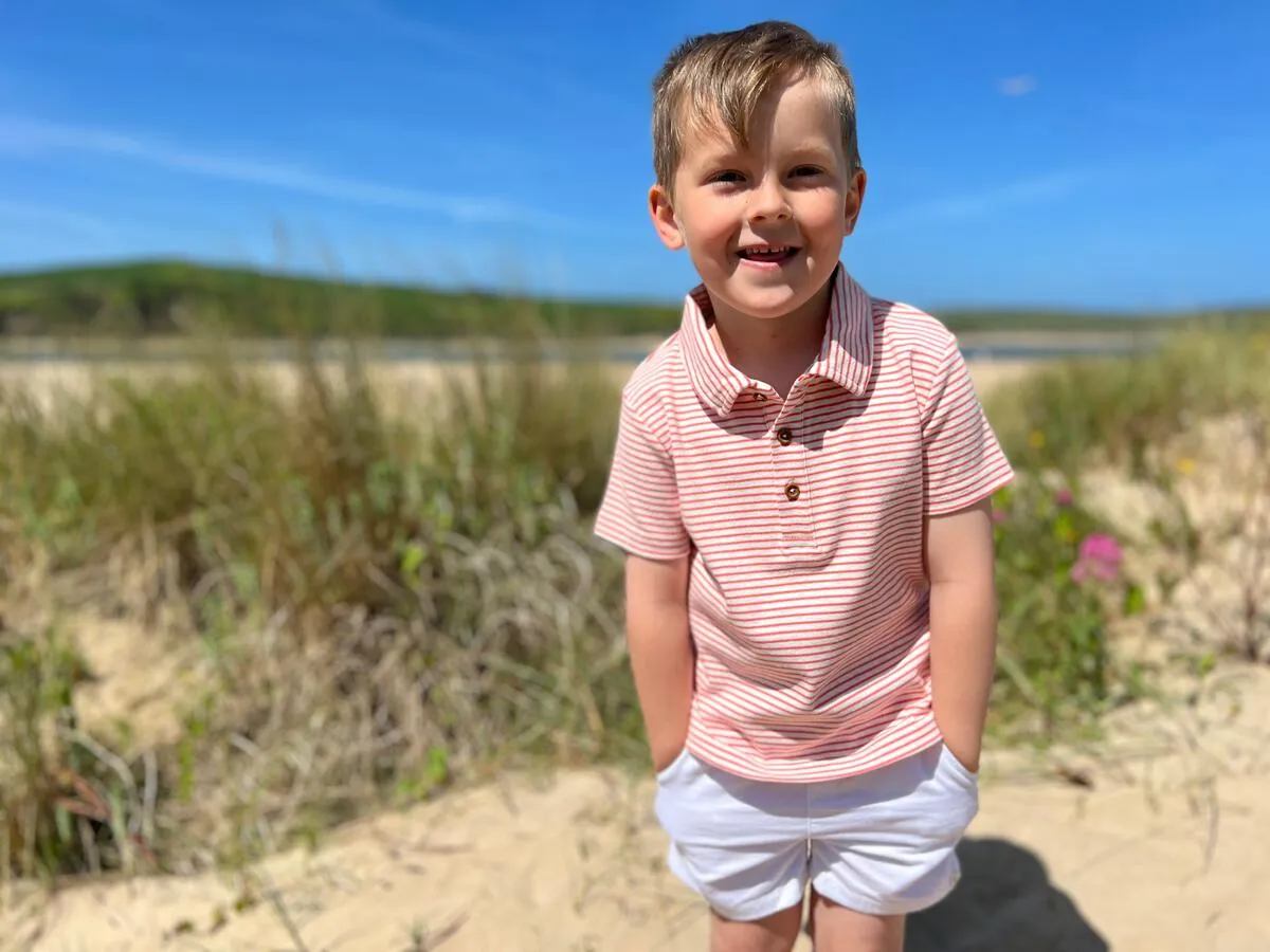 Coral Orange/Oatmeal Collared Shirt