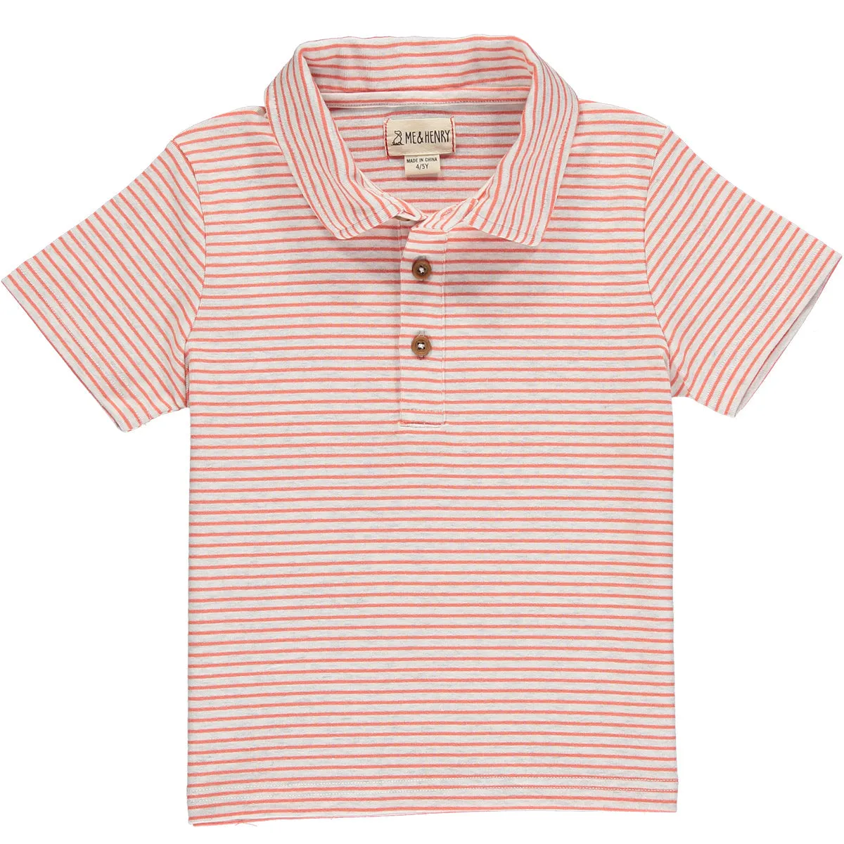 Coral Orange/Oatmeal Collared Shirt