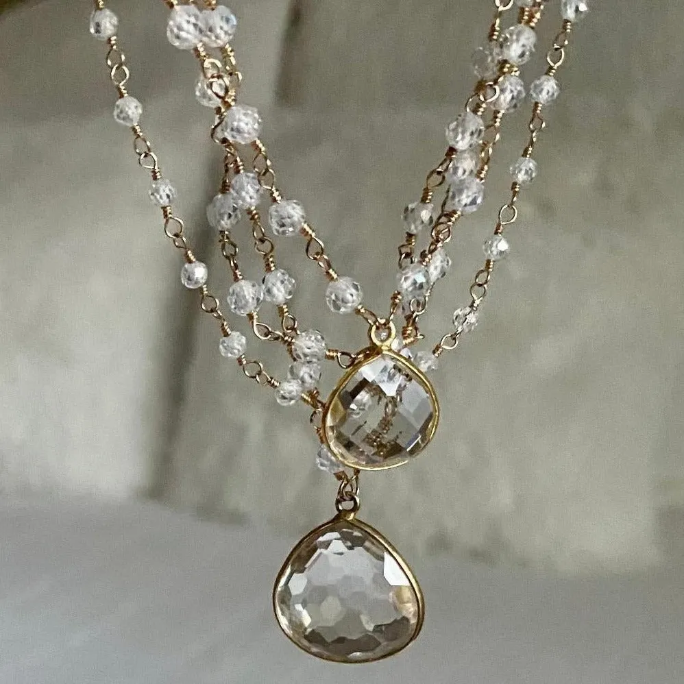 Cubic Zirconia Beads Necklace with Crystal