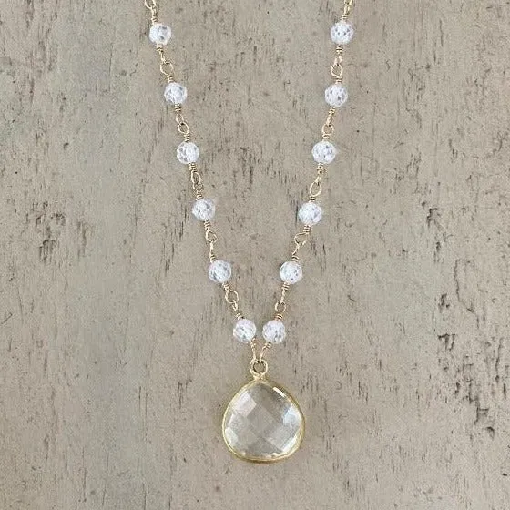 Cubic Zirconia Beads Necklace with Crystal