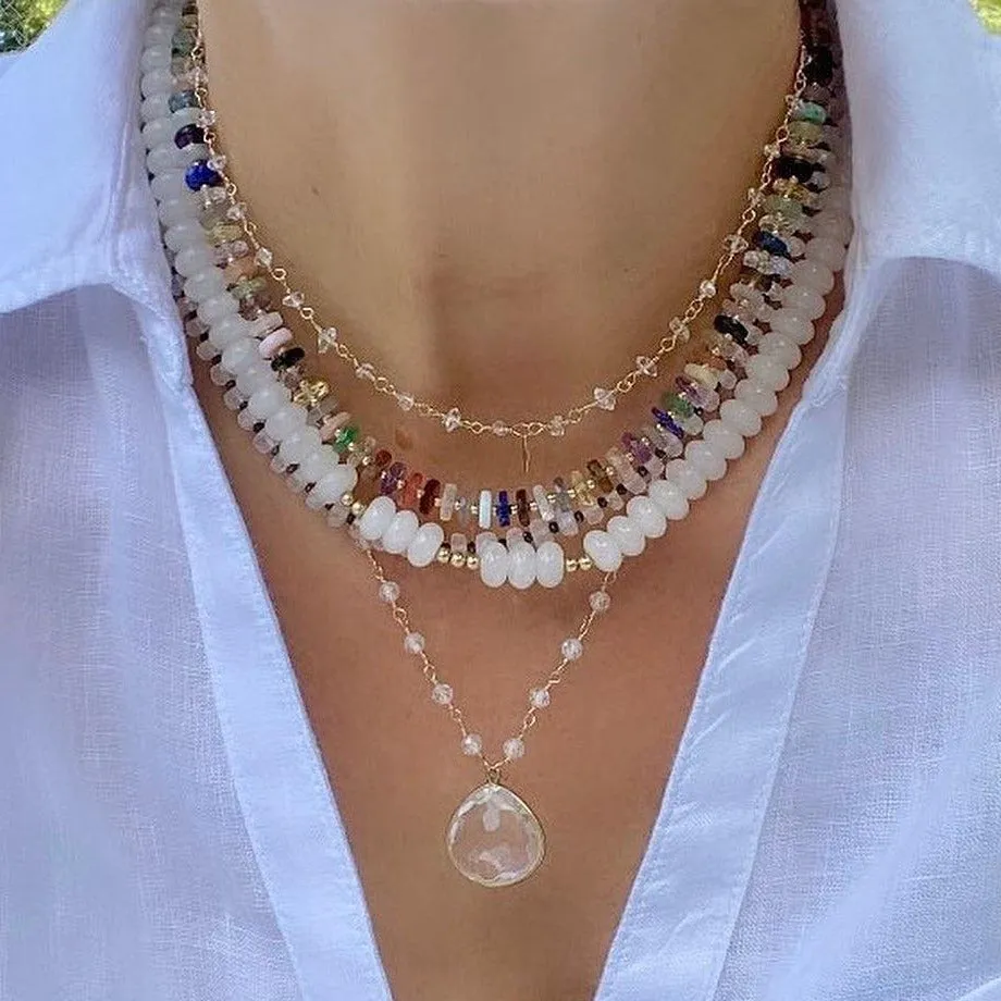Cubic Zirconia Beads Necklace with Crystal