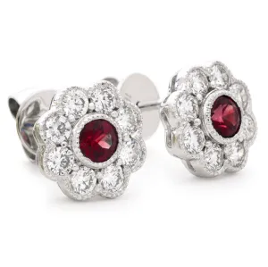 Diamond & Ruby Earrings 1.15ct