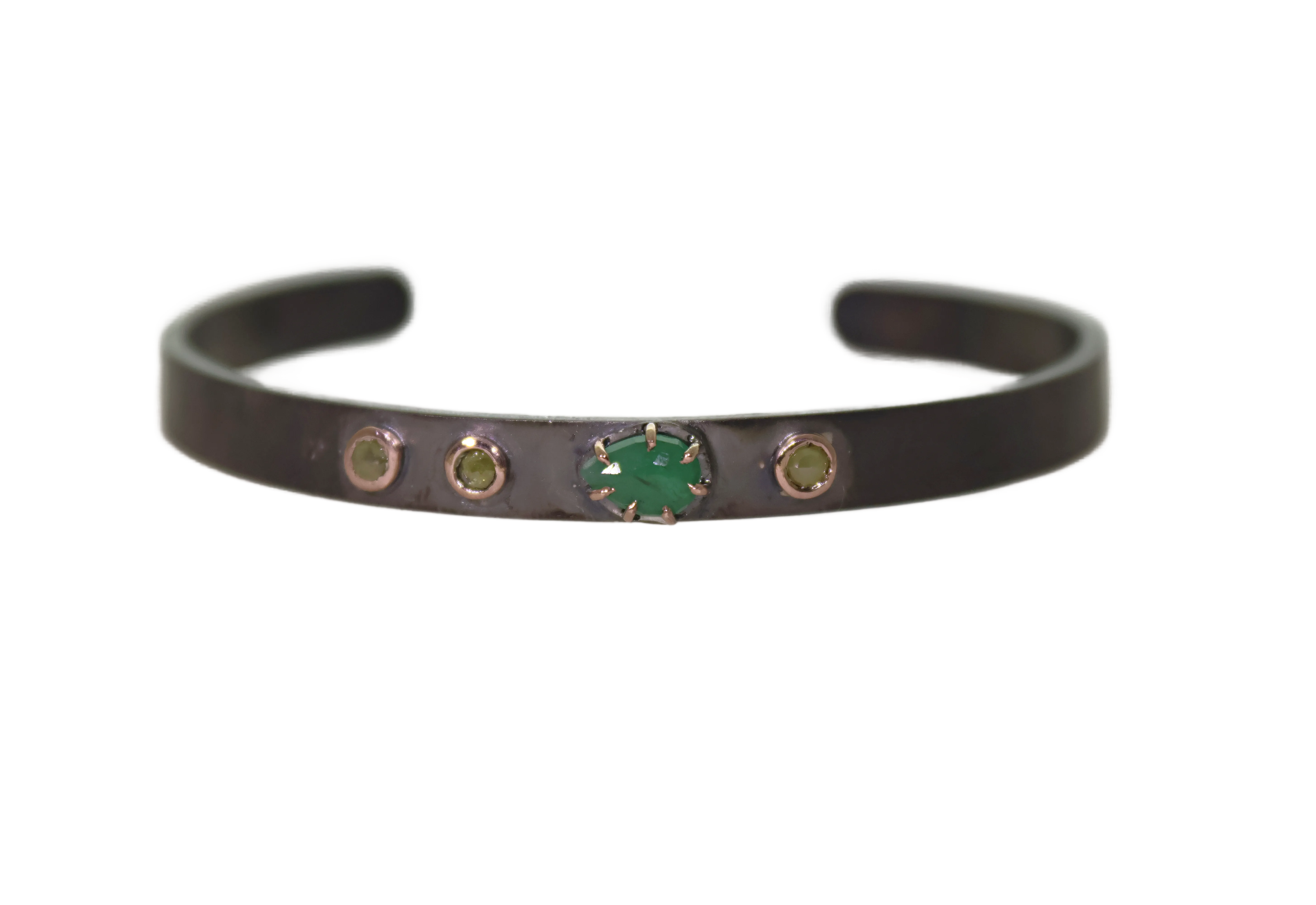 Emerald and Raw Diamond Cuff