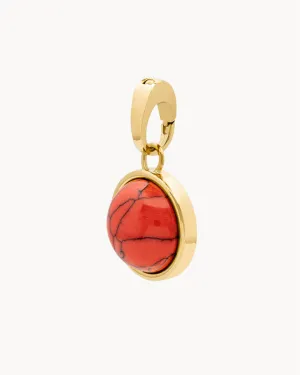 Energy Stone Coral Howlite Signature Pendant, Gold