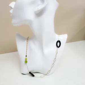 Jade peridot and Onyx multi chain necklace
