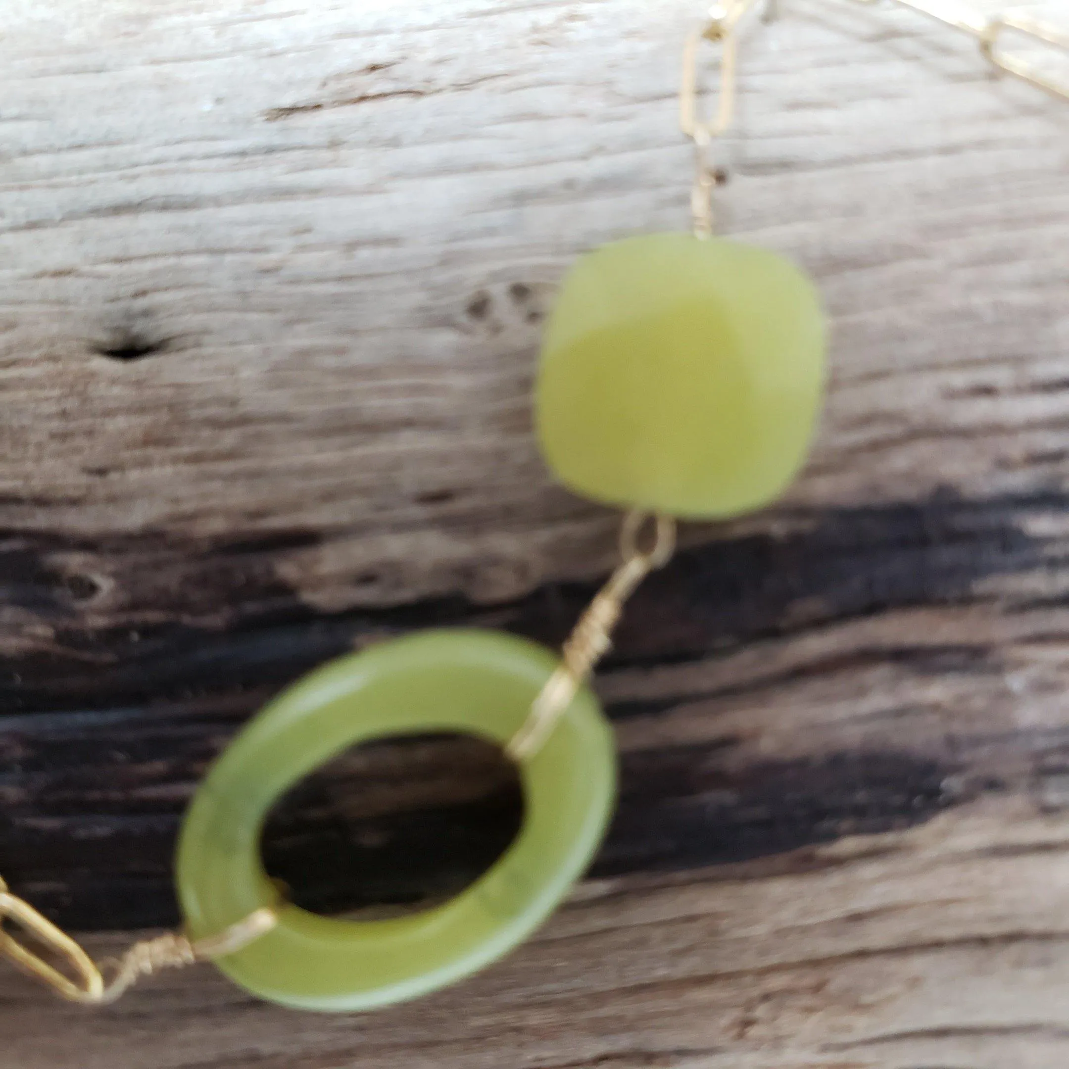 Jade peridot and Onyx multi chain necklace