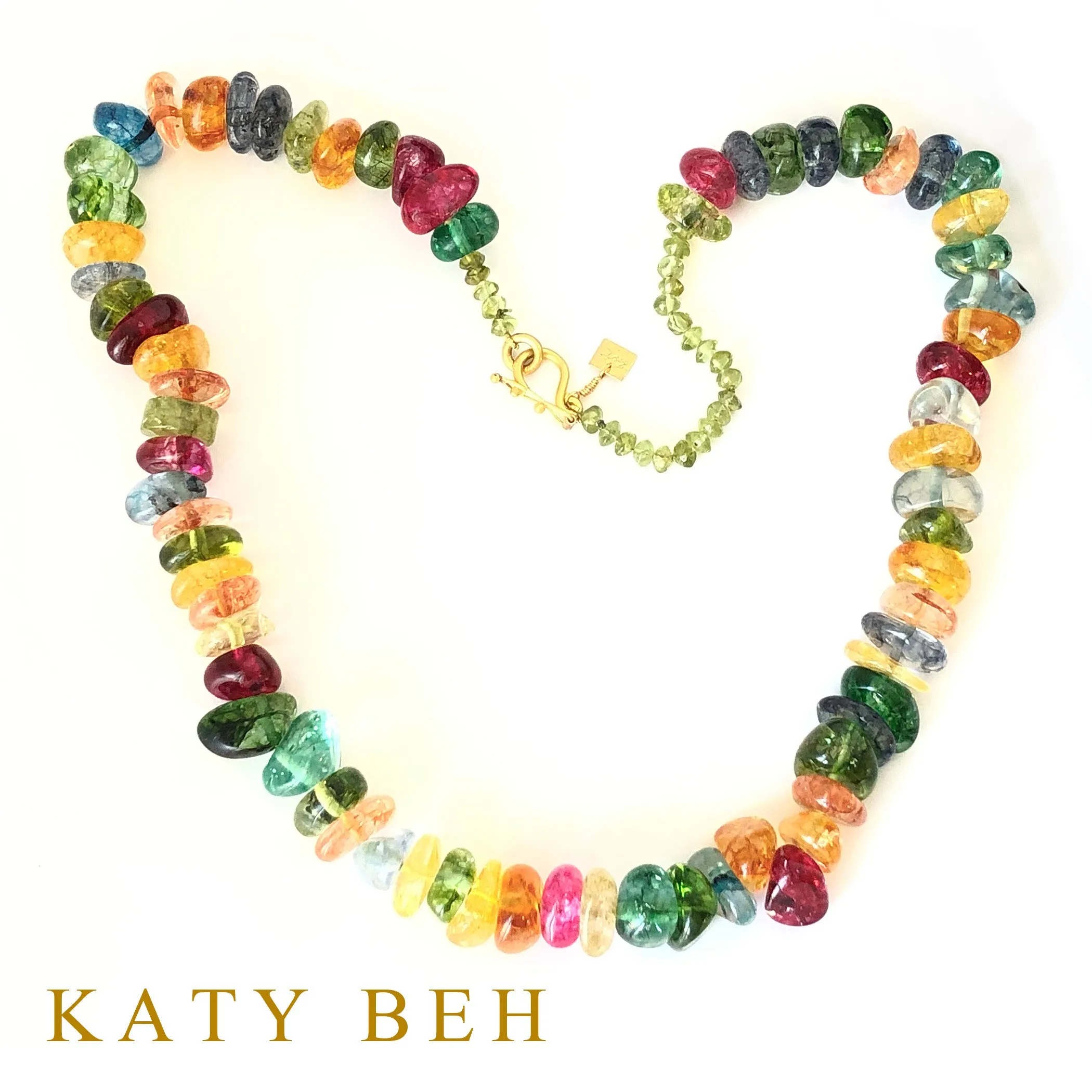 Jolly Rancher Fancy Tourmaline Quartz and Peridot Necklace