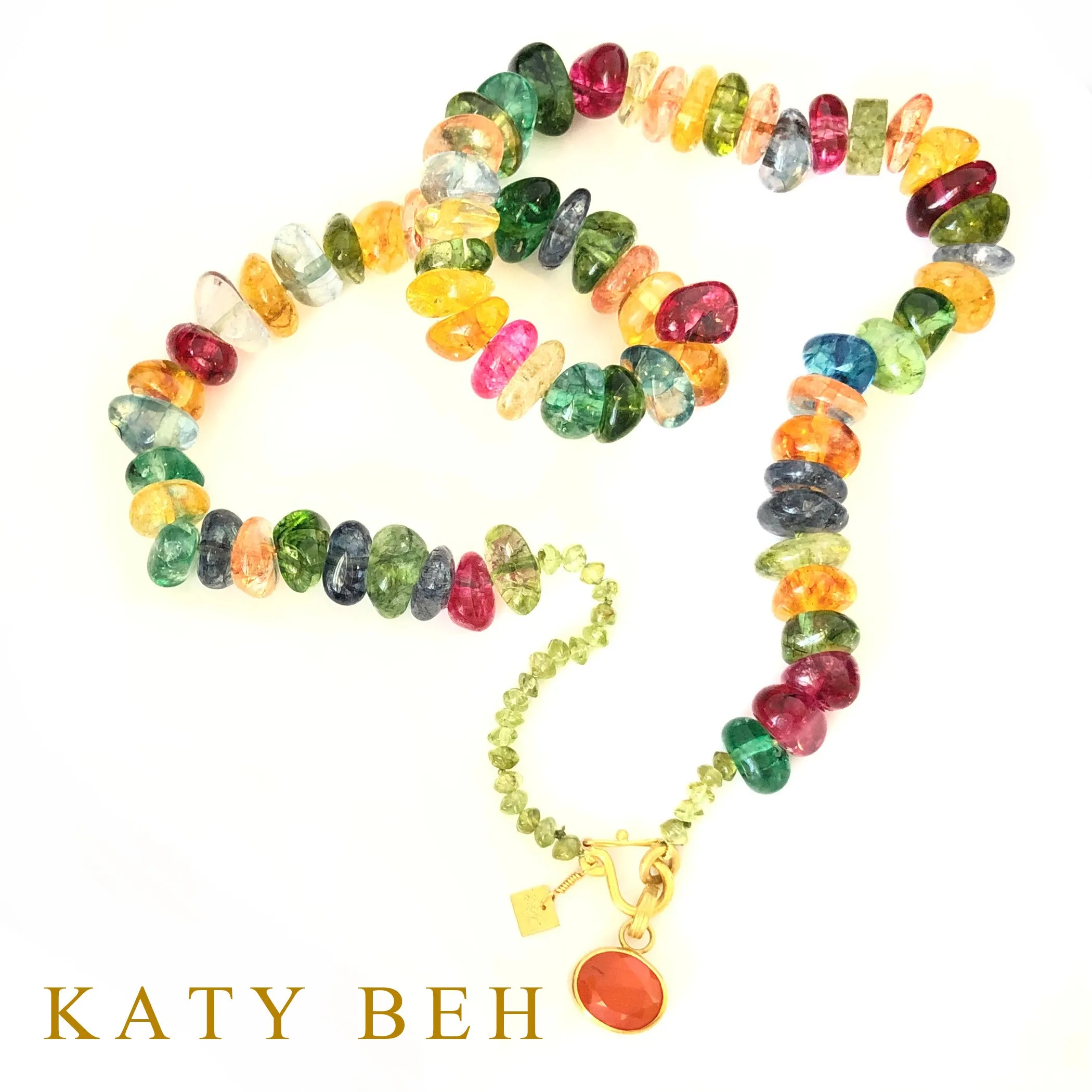 Jolly Rancher Fancy Tourmaline Quartz and Peridot Necklace