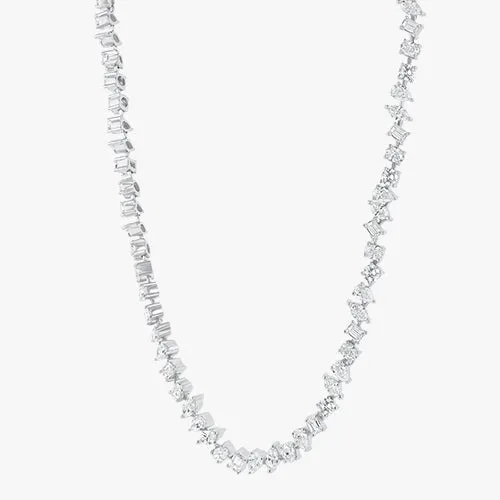 Lab Grown Multi Shape Diamond Tennis Necklace