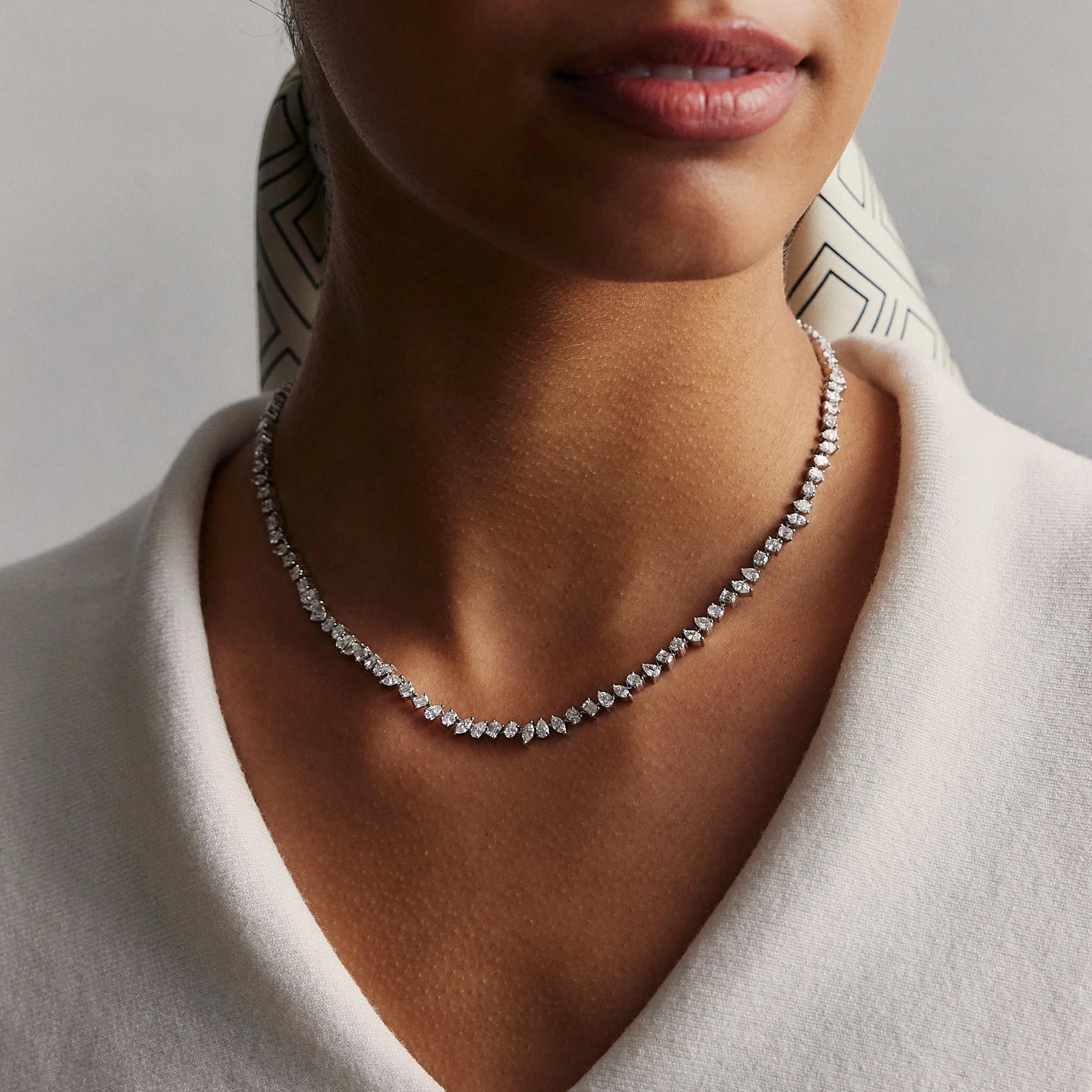 Lab Grown Multi Shape Diamond Tennis Necklace