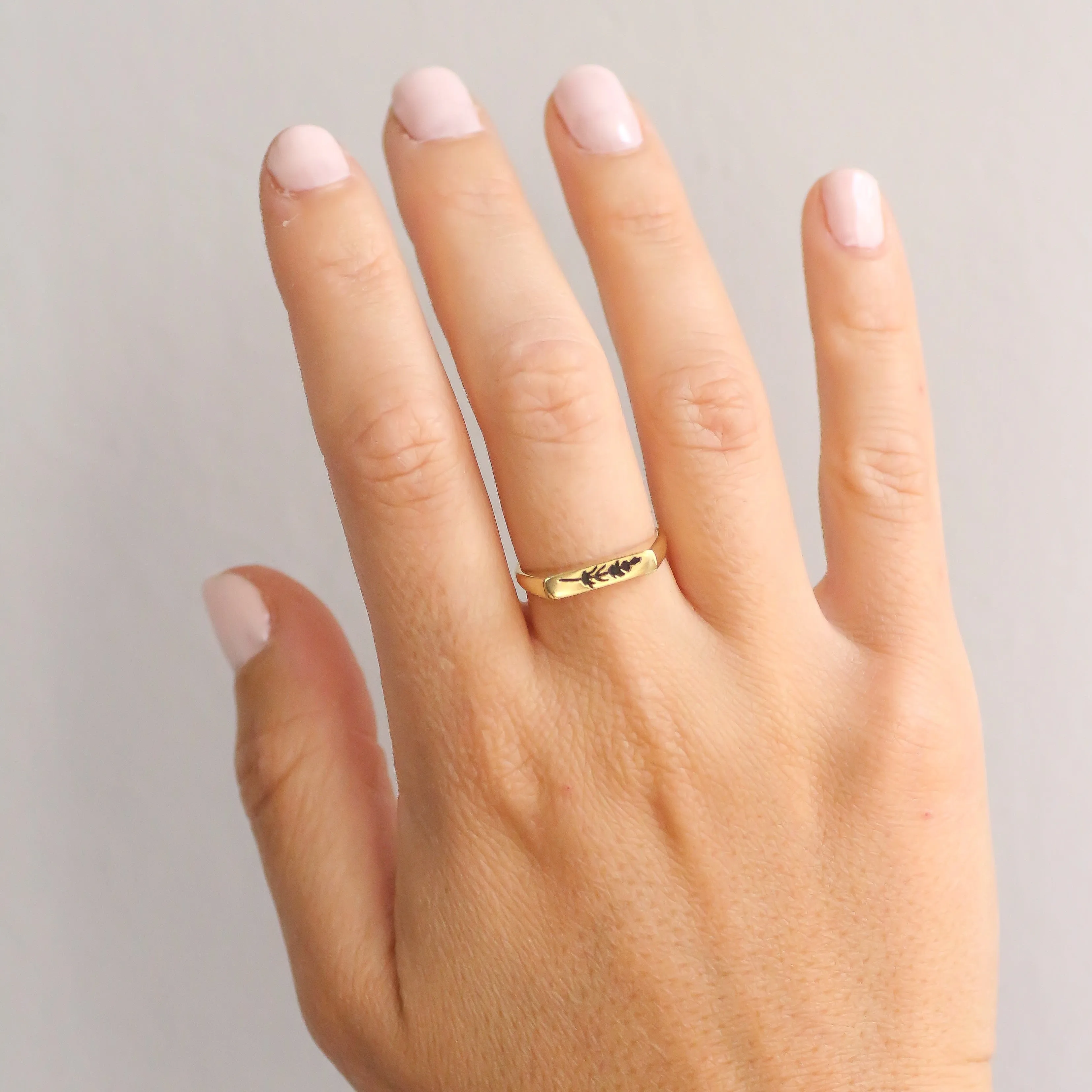 Lavender signet ring 14k gold