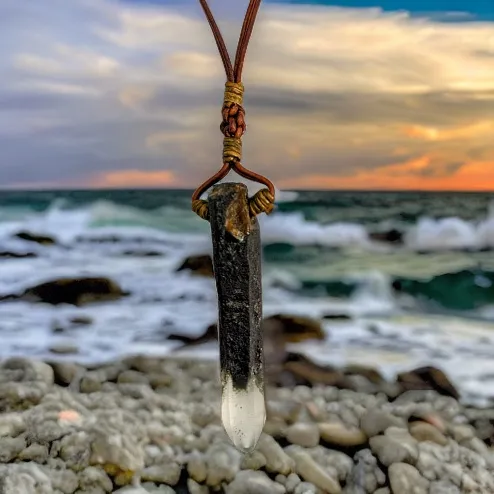 Leather Necklace -Phantom Quartz
