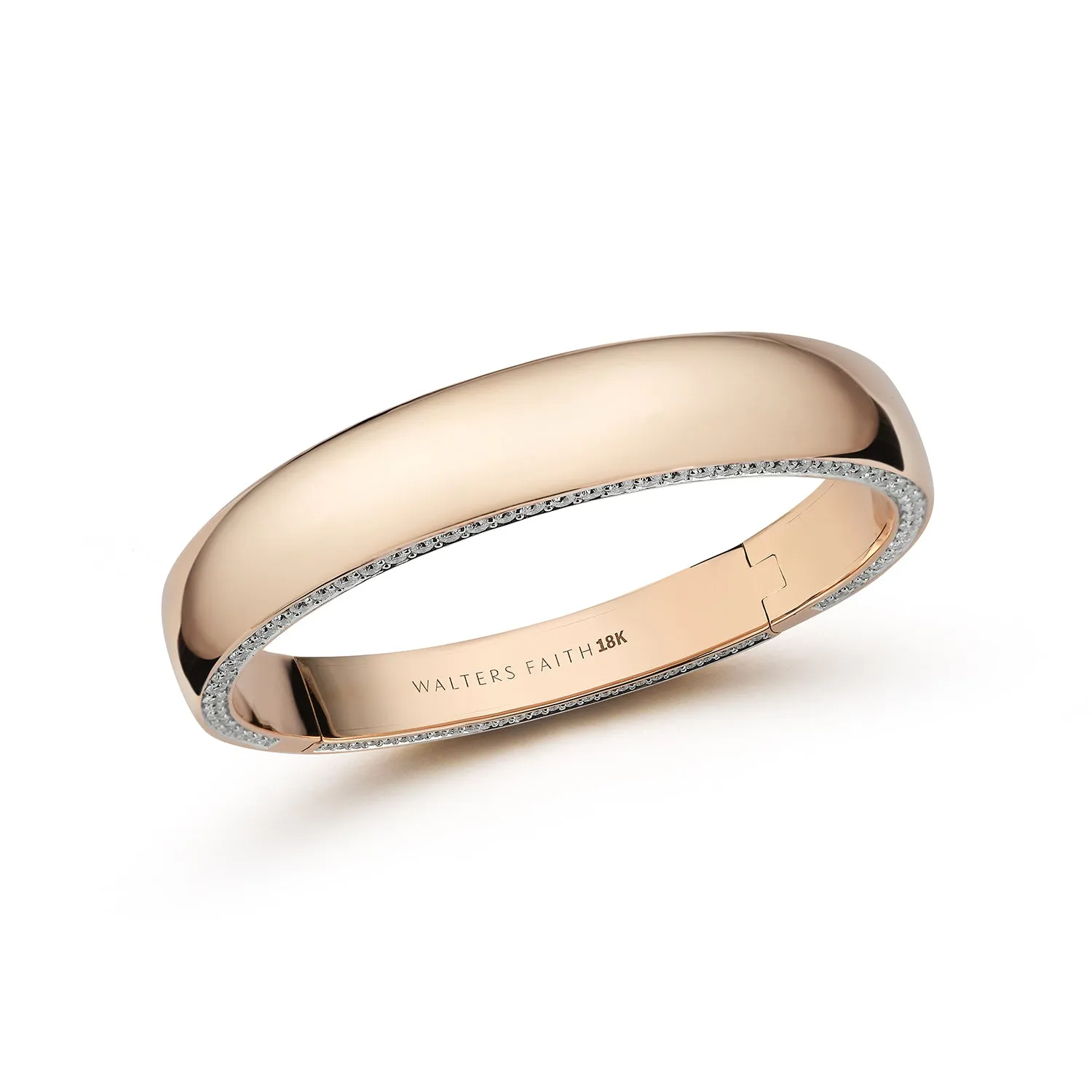 LYTTON 18K GOLD AND DIAMOND EDGE BOMBE BANGLE BRACELET