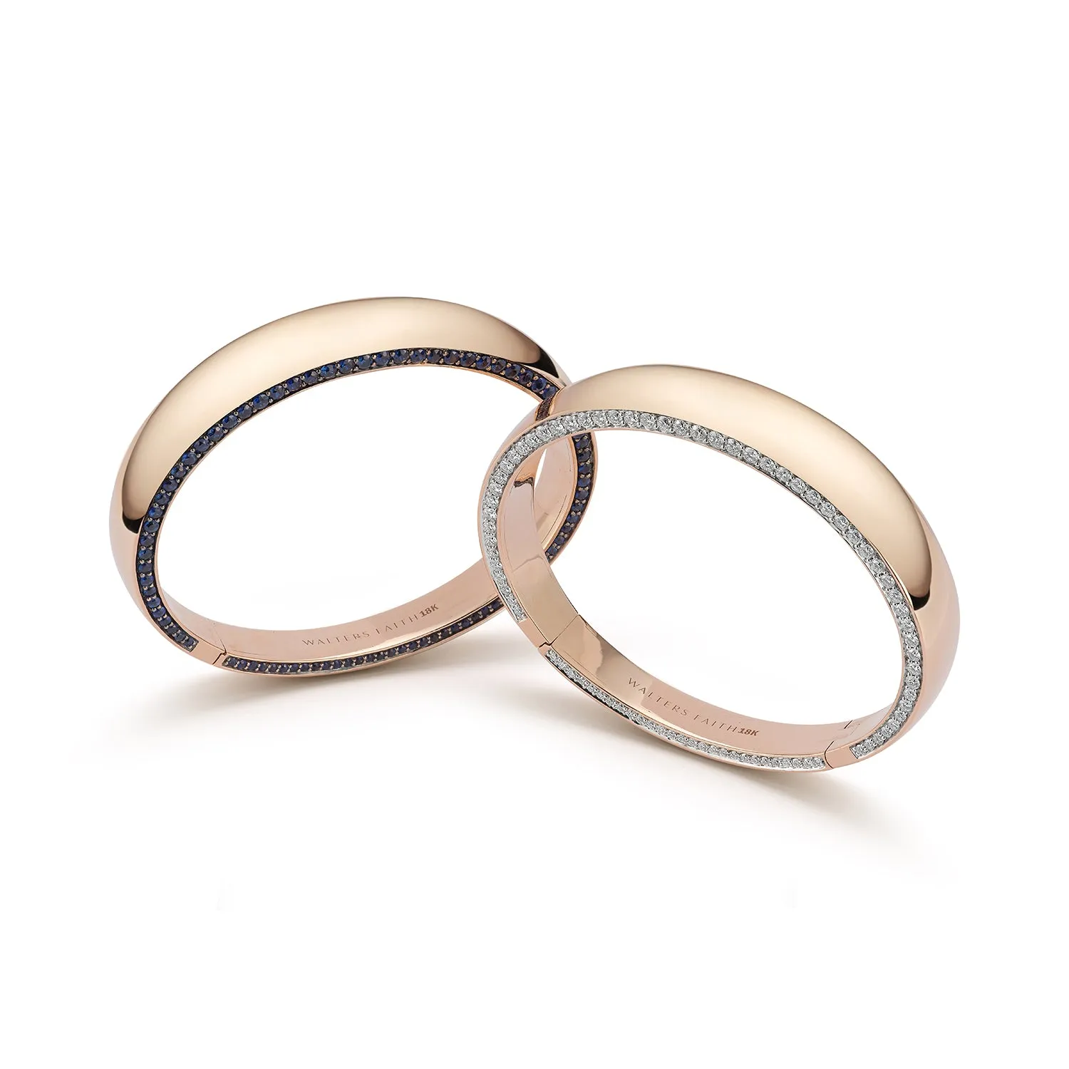LYTTON 18K GOLD AND DIAMOND EDGE BOMBE BANGLE BRACELET