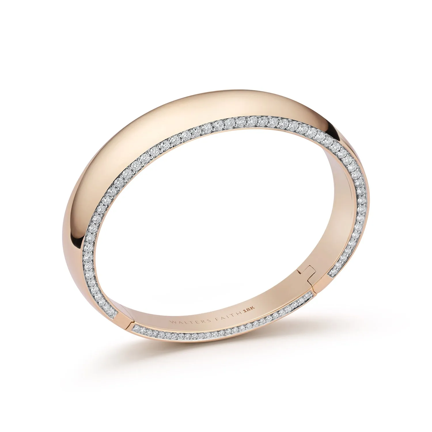 LYTTON 18K GOLD AND DIAMOND EDGE BOMBE BANGLE BRACELET