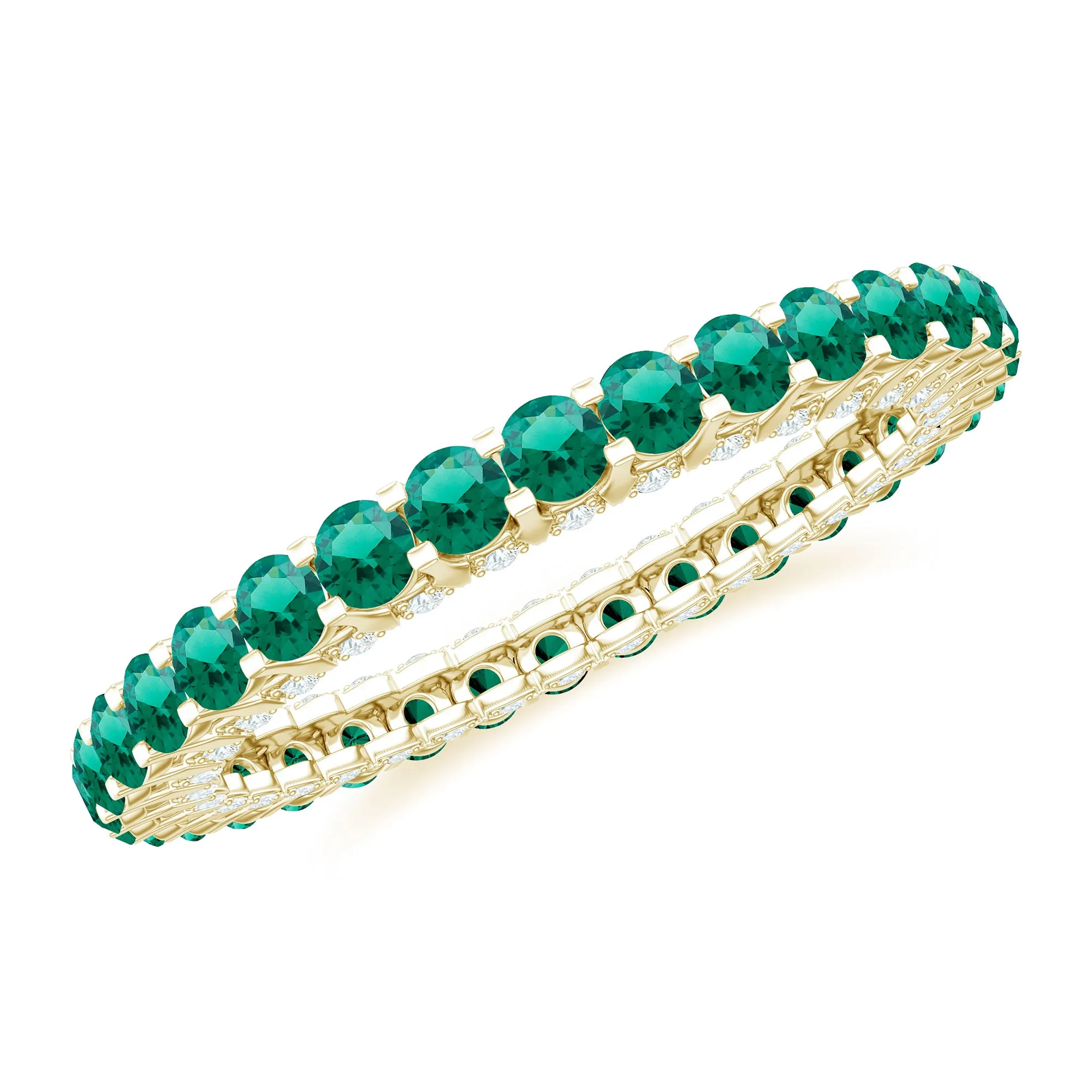 Minimal Lab Grown Emerald and Diamond Full Eternity Ring