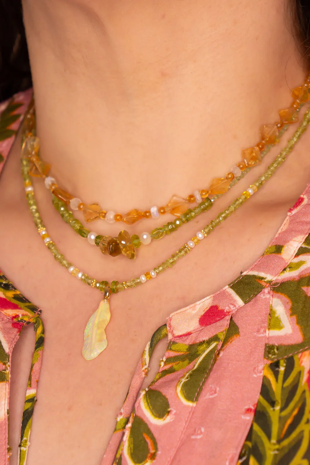 Necklace Australian Opal Crystal Feather