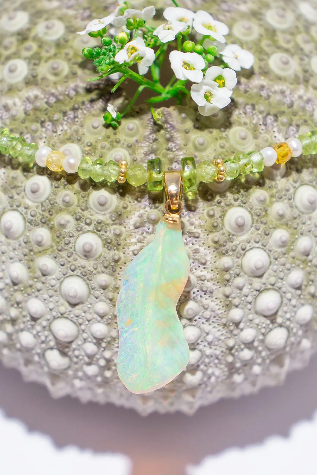 Necklace Australian Opal Crystal Feather