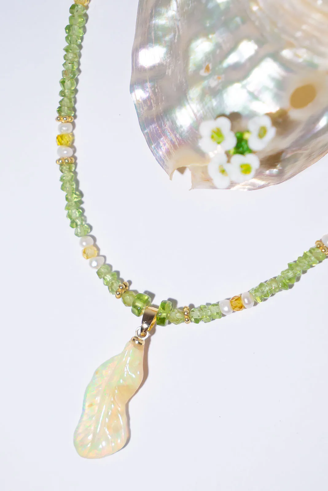 Necklace Australian Opal Crystal Feather